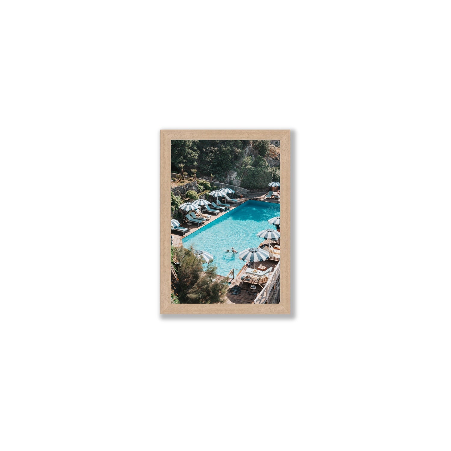 Poolside Paradise fine art print, Ischia, Italy, Small, Natural Oak Frame · Full Bleed, Fine Art Print
