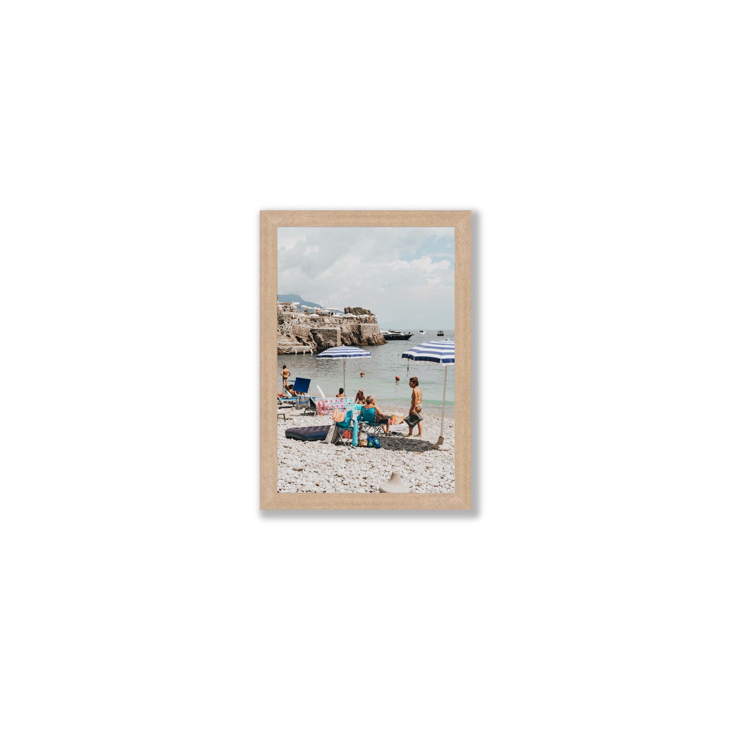 Couple Goals Nerano Amalfi Coast coastal wall art Small full-bleed fine art print in natural oak frame