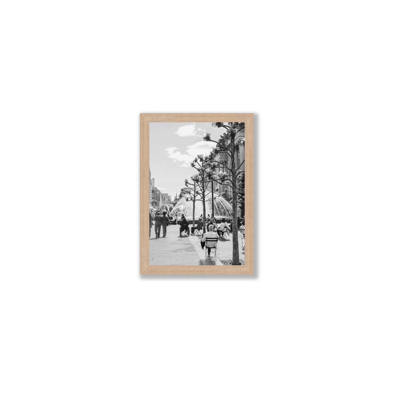Luminary Noir New York NYC Black & White wall art Small full-bleed fine art print in natural oak frame