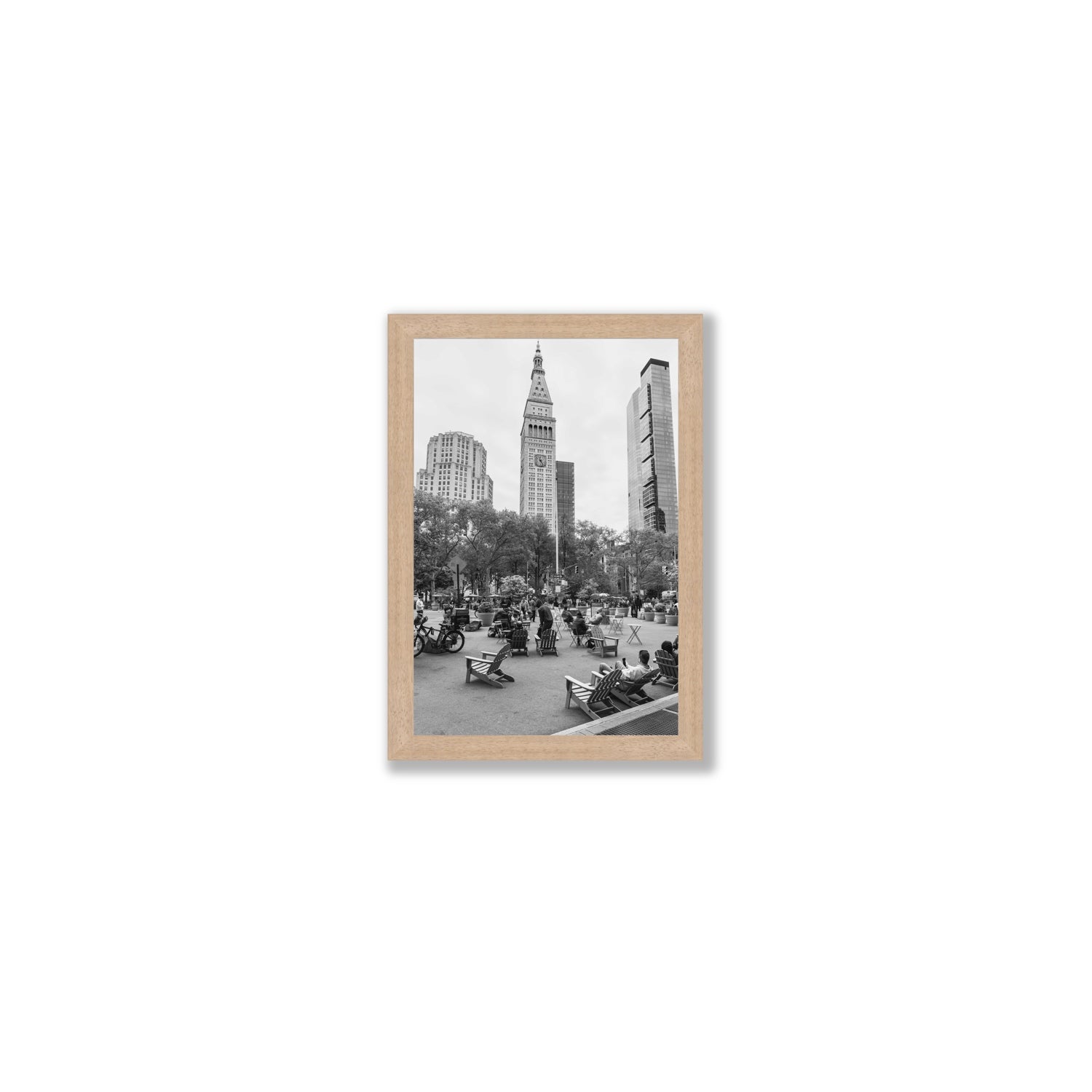 Timeless New York New York NYC Black & White wall art Small full-bleed fine art print in natural oak frame