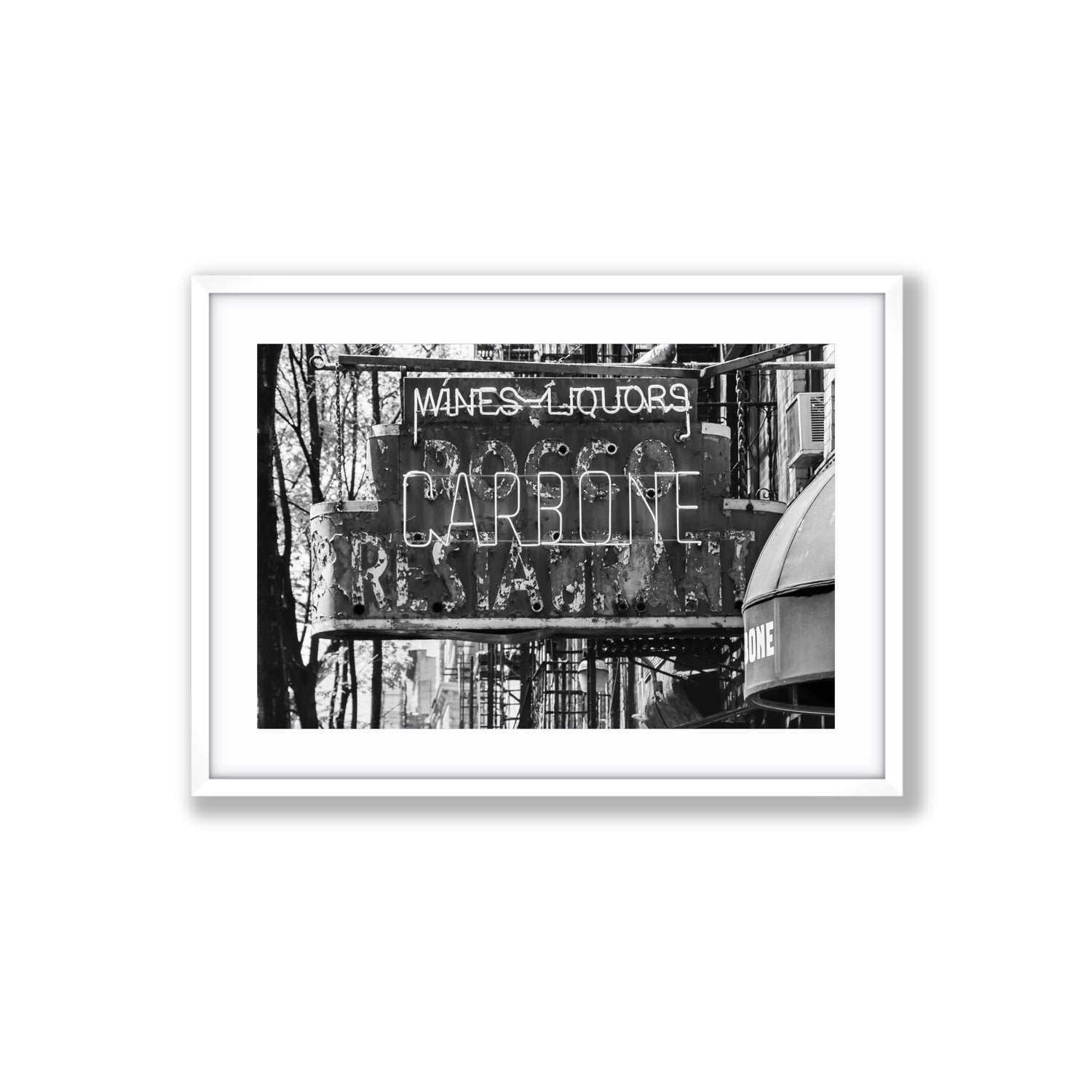Thompson Street New York NYC Black & White wall art Large fine art print in white frame with matboard