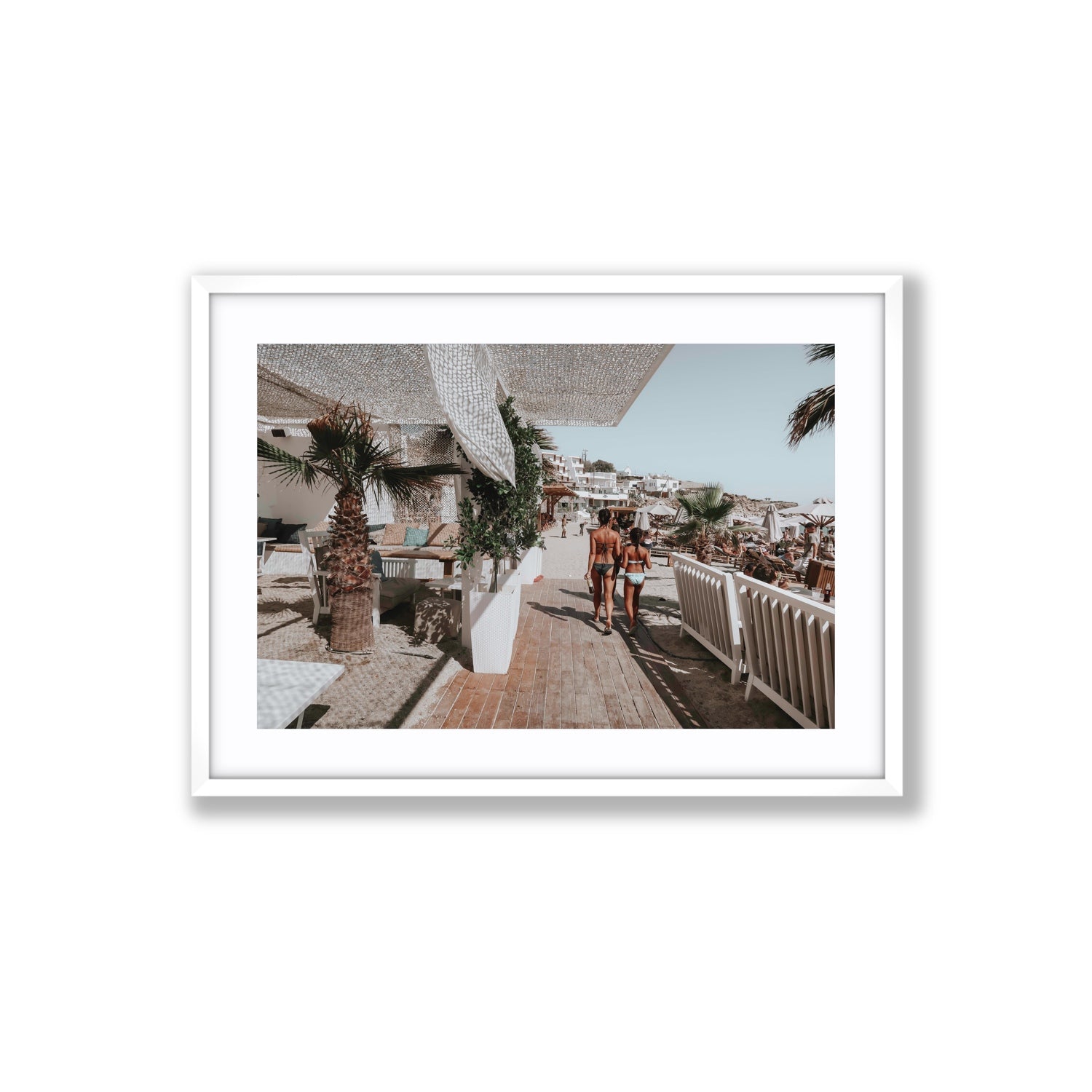 Mitera Kori Mykonos Greek island wall art Large fine art print in white frame with matboard