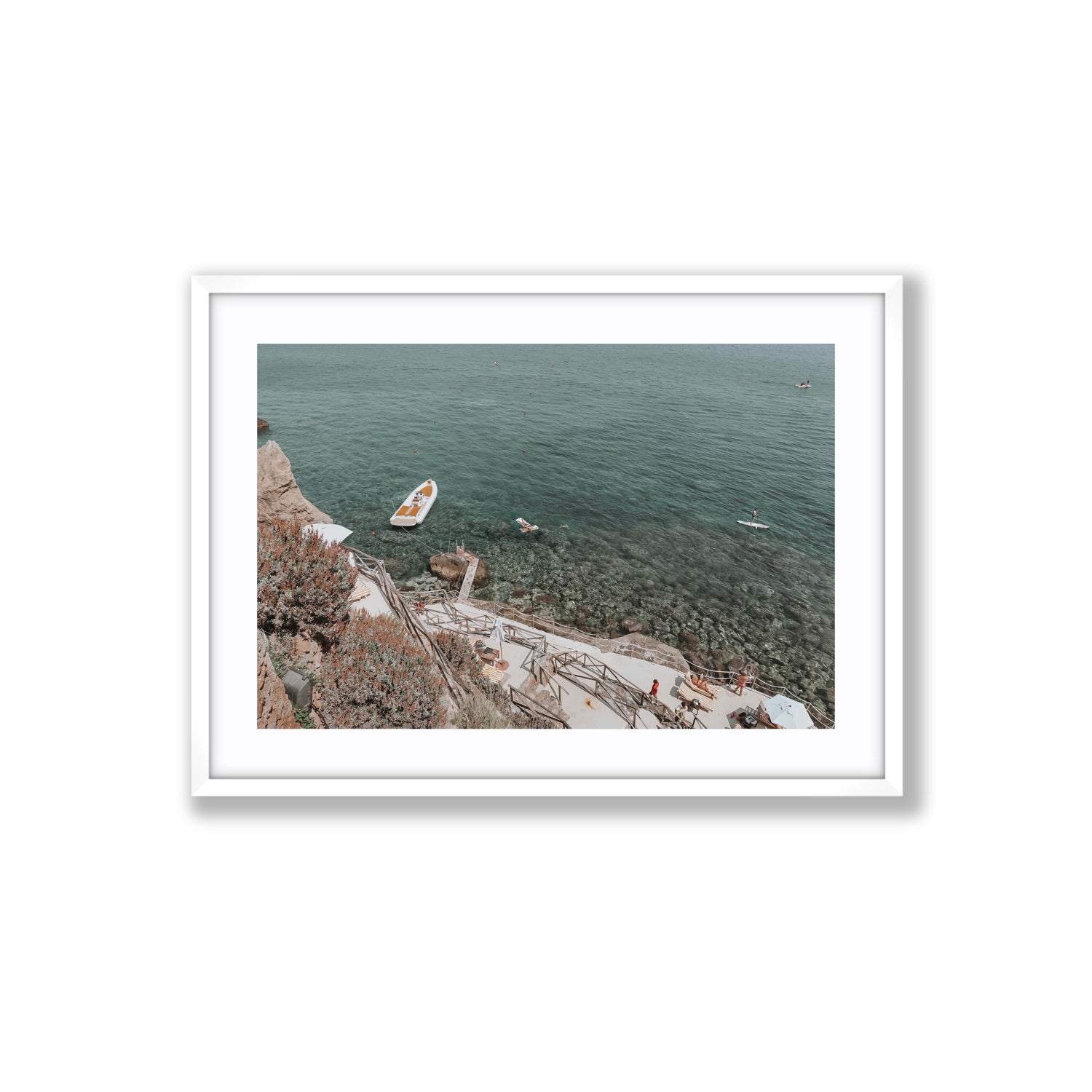 The Lagoon Tuscany coastal Italian wall art Large fine art print in white frame with matboard