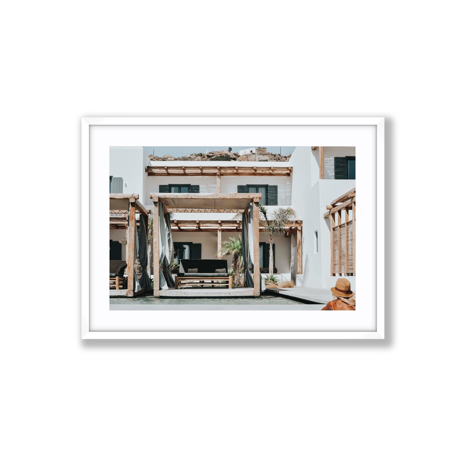 Dream Villa fine art print, Mykonos, Greece, Large, White Frame · Matboard, Fine Art Print