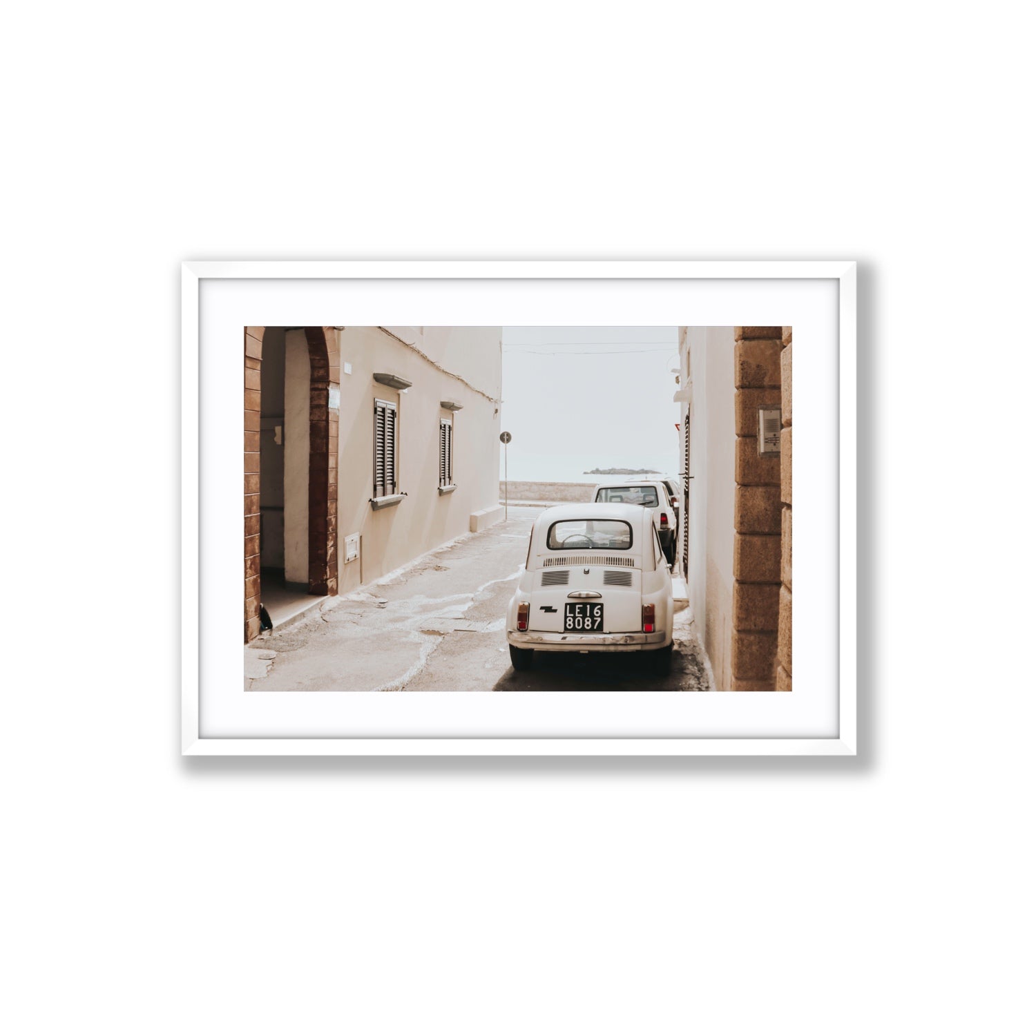 Bambini Lane Puglia Italian wall art Large fine art print in white frame with matboard