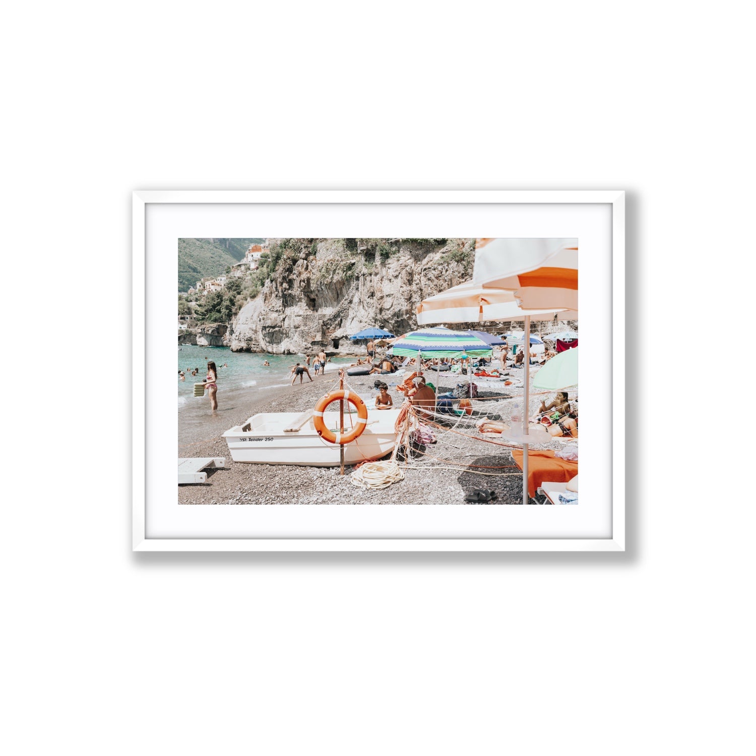 Bellezza By The Bay fine art print, Positano, Italy, Large, White Frame · Matboard, Fine Art Print