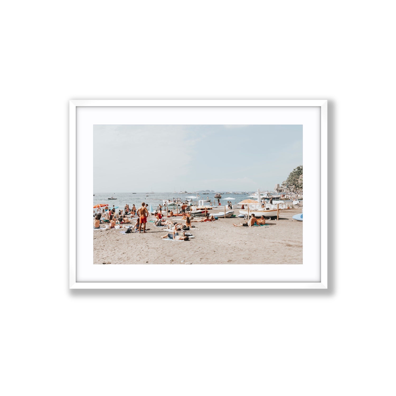 Beachy Vibes fine art print, Positano, Italy, Large, White Frame · Matboard, Fine Art Print