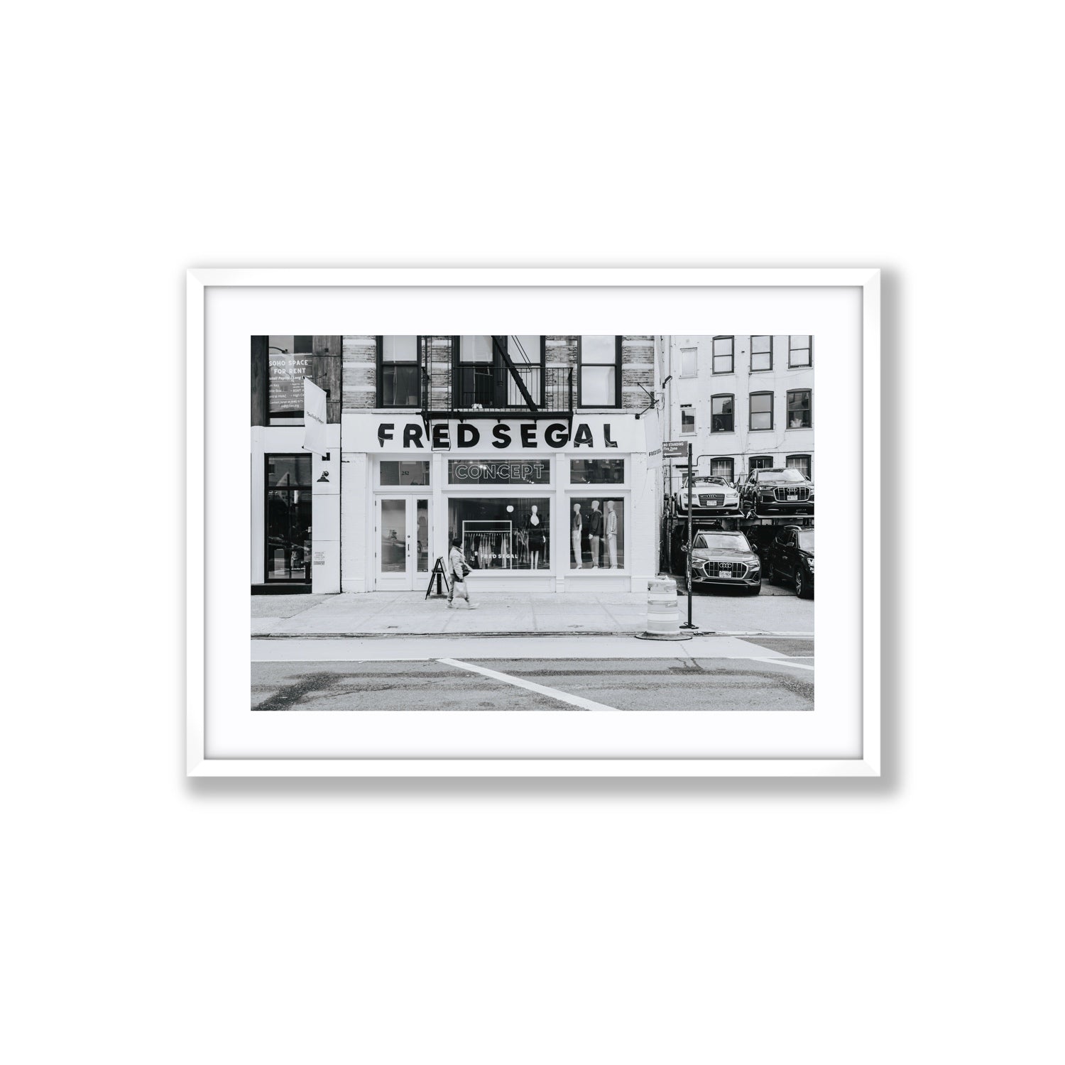 Noir York New York NYC Black & White wall art Large fine art print in white frame with matboard