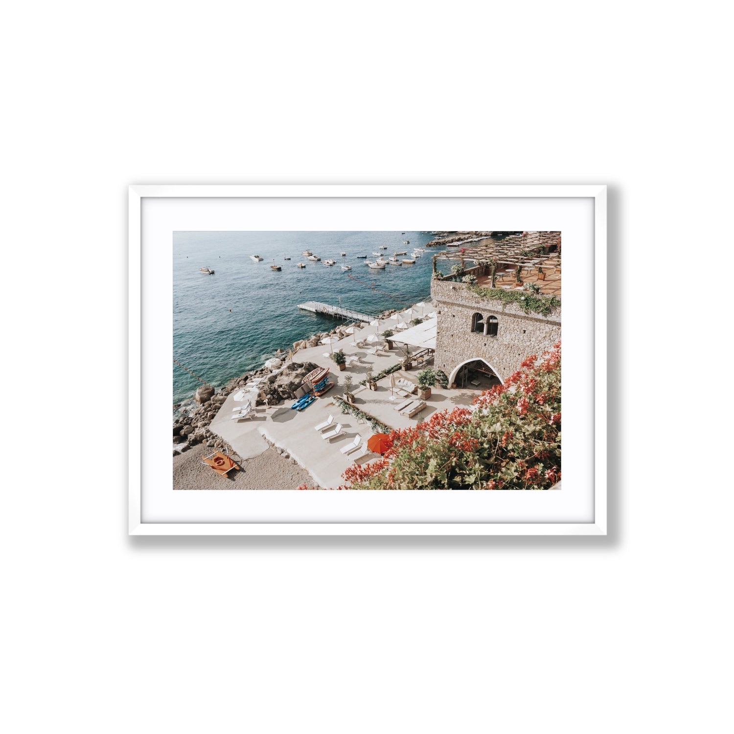 Floral Fortress fine art print, Amalfi, Italy, Large, White Frame · Matboard, Fine Art Print