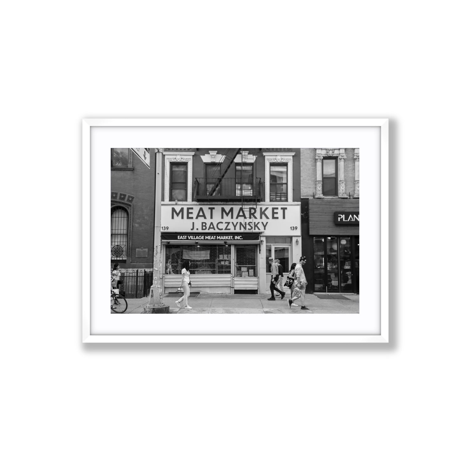 Meat District New York NYC Black & White wall art Large fine art print in white frame with matboard