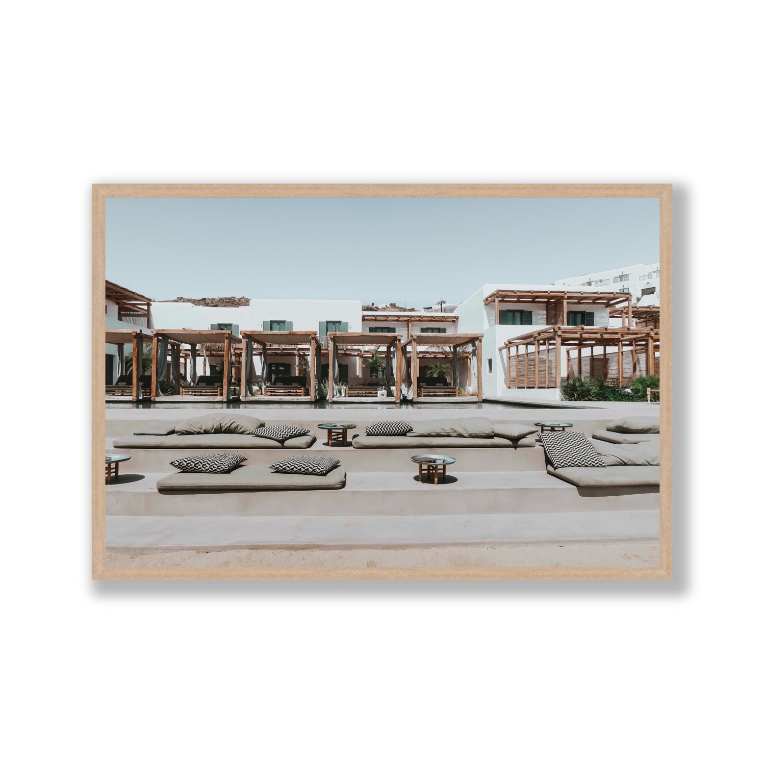 Platis Gialos fine art print, Mykonos, Greece, Gallery, Natural Oak Frame · Full Bleed, Fine Art Print
