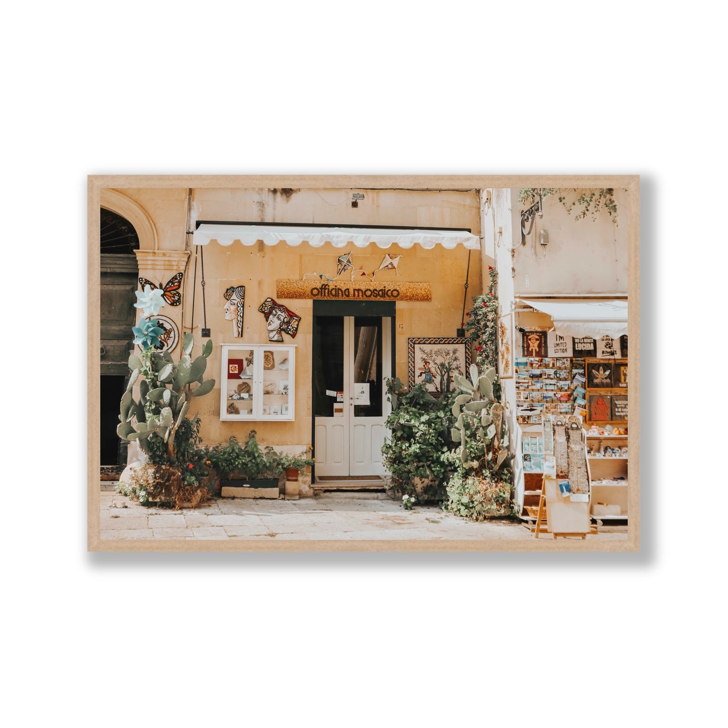 Mosaic Workshop Puglia Italian wall art Gallery full-bleed fine art print in natural oak frame