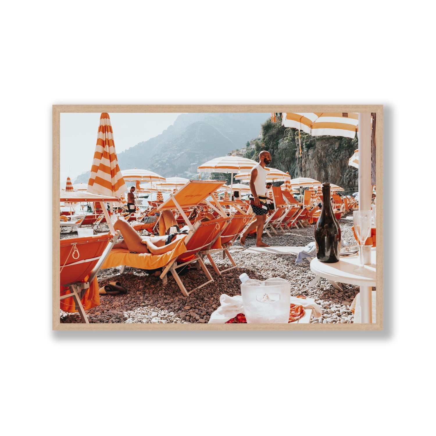 Zesty Shade Positano wall art Gallery full-bleed fine art print in natural oak frame