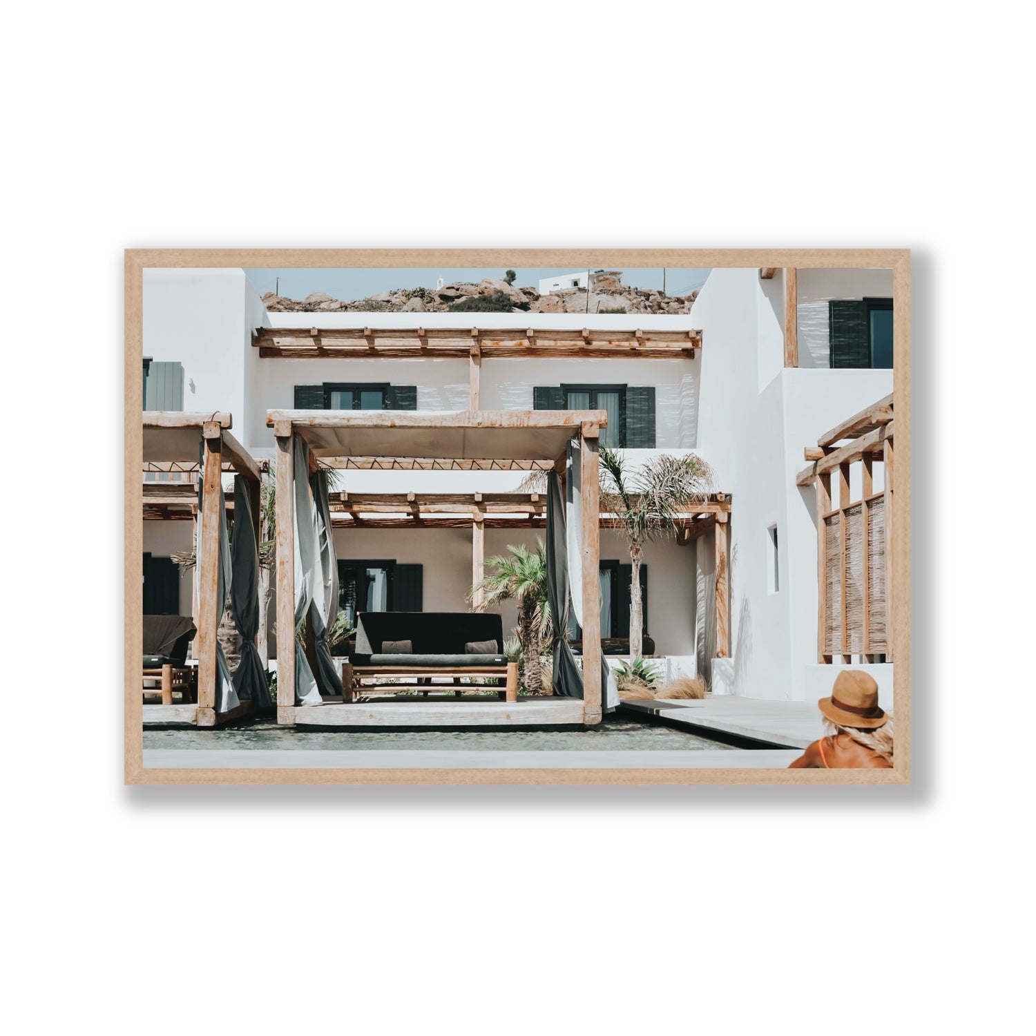 Dream Villa fine art print, Mykonos, Greece, Gallery, Natural Oak Frame · Full Bleed, Fine Art Print