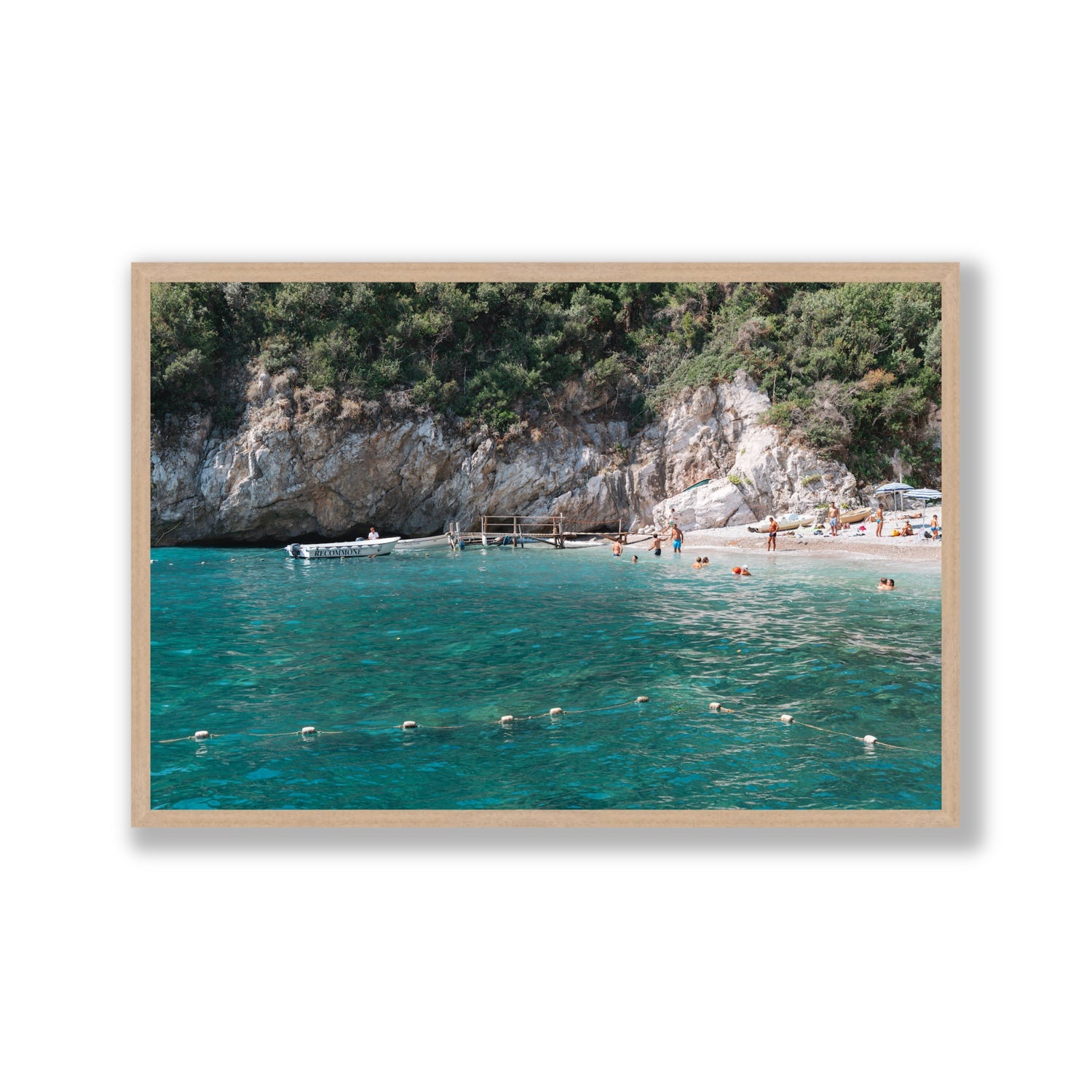 Azure Abyss Nerano wall art Gallery full-bleed fine art print in natural oak frame