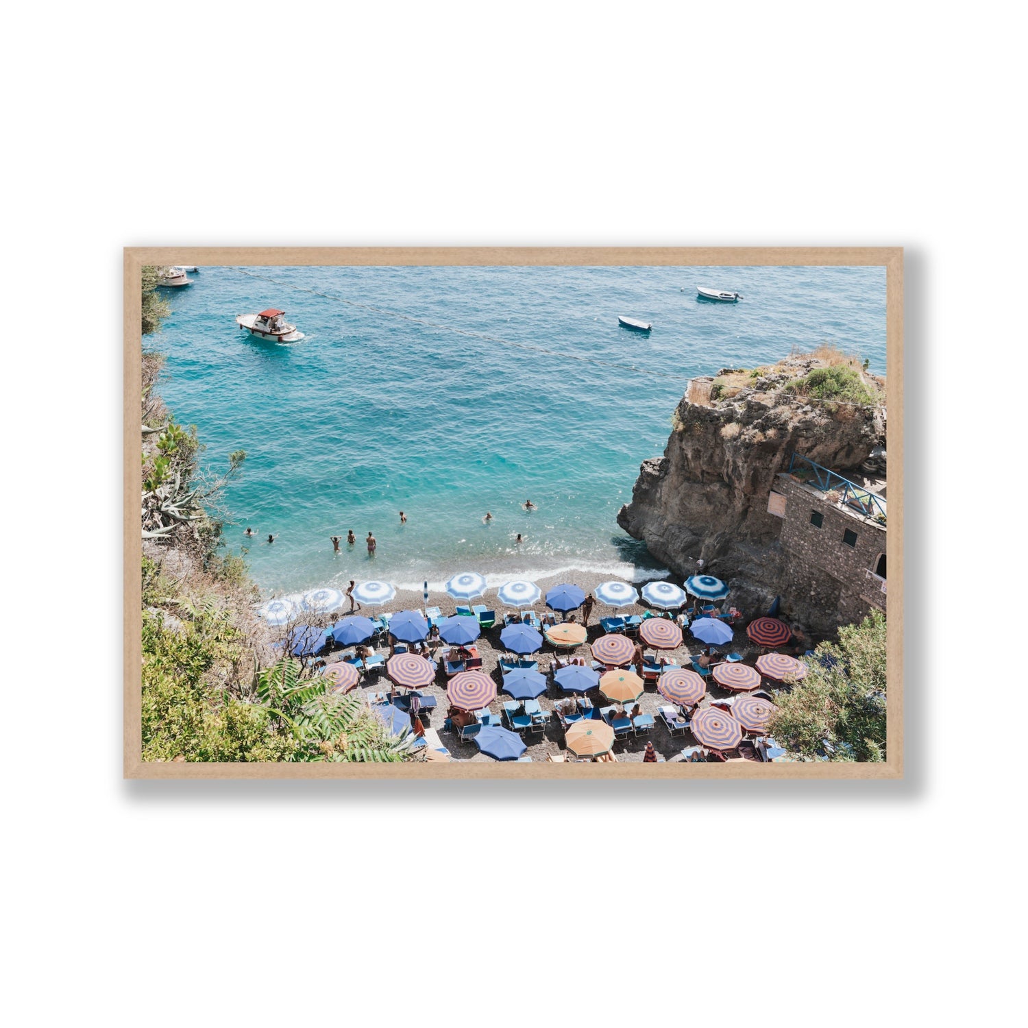 The Cove fine art print, Positano, Italy, Gallery, Natural Oak Frame · Full Bleed, Fine Art Print