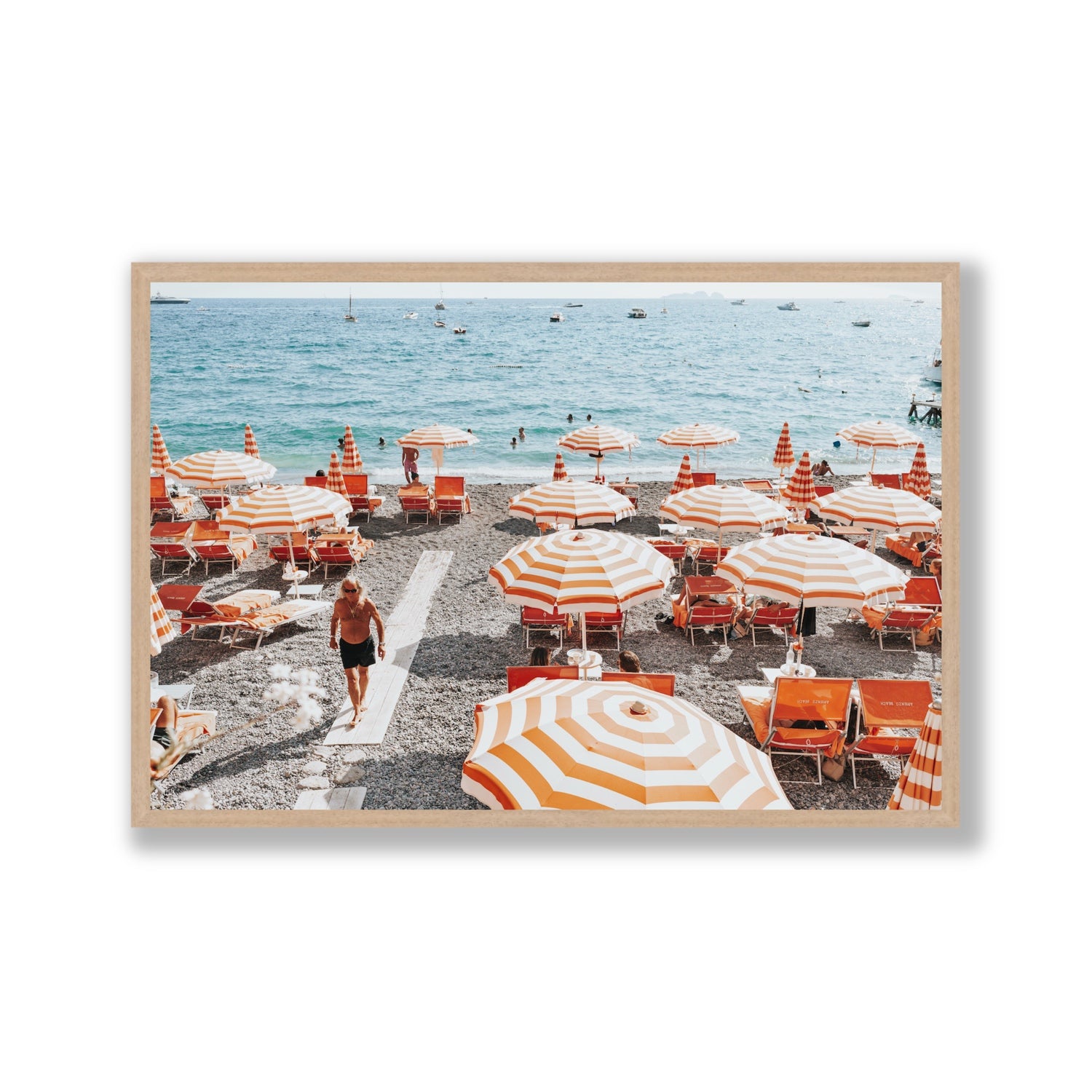Shoreline Strut Positano wall art Gallery full-bleed fine art print in natural oak frame
