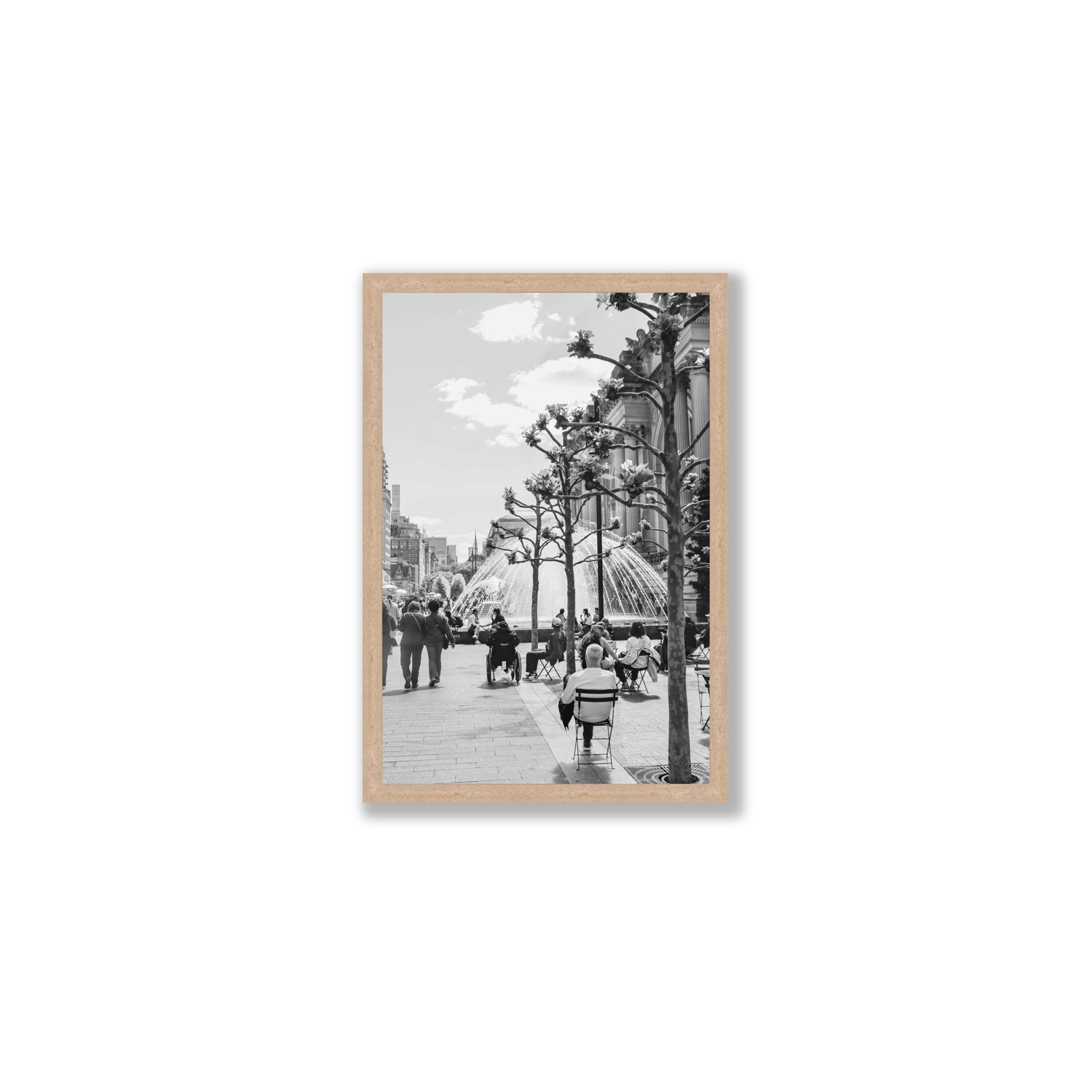 Luminary Noir New York NYC Black & White wall art Medium full-bleed fine art print in natural oak frame