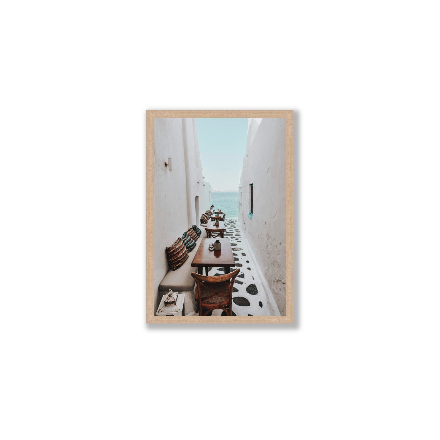Trip Down Memory Lane fine art print, Mykonos, Greece, Medium, Natural Oak Frame · Full Bleed, Fine Art Print