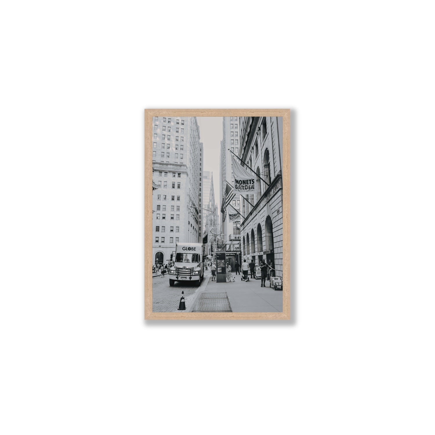 Metropolitan Monotone New York NYC Black & White wall art Medium full-bleed fine art print in natural oak frame