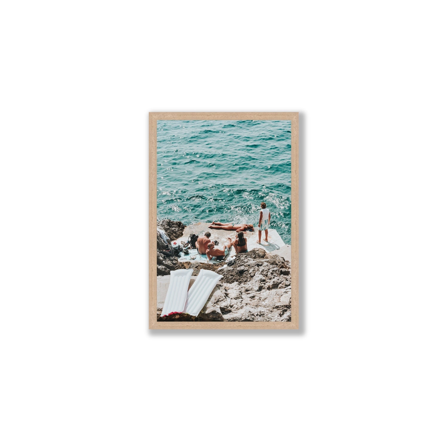 Gli Amici Praiano Amalfi Coast coastal wall art Medium full-bleed fine art print in natural oak frame