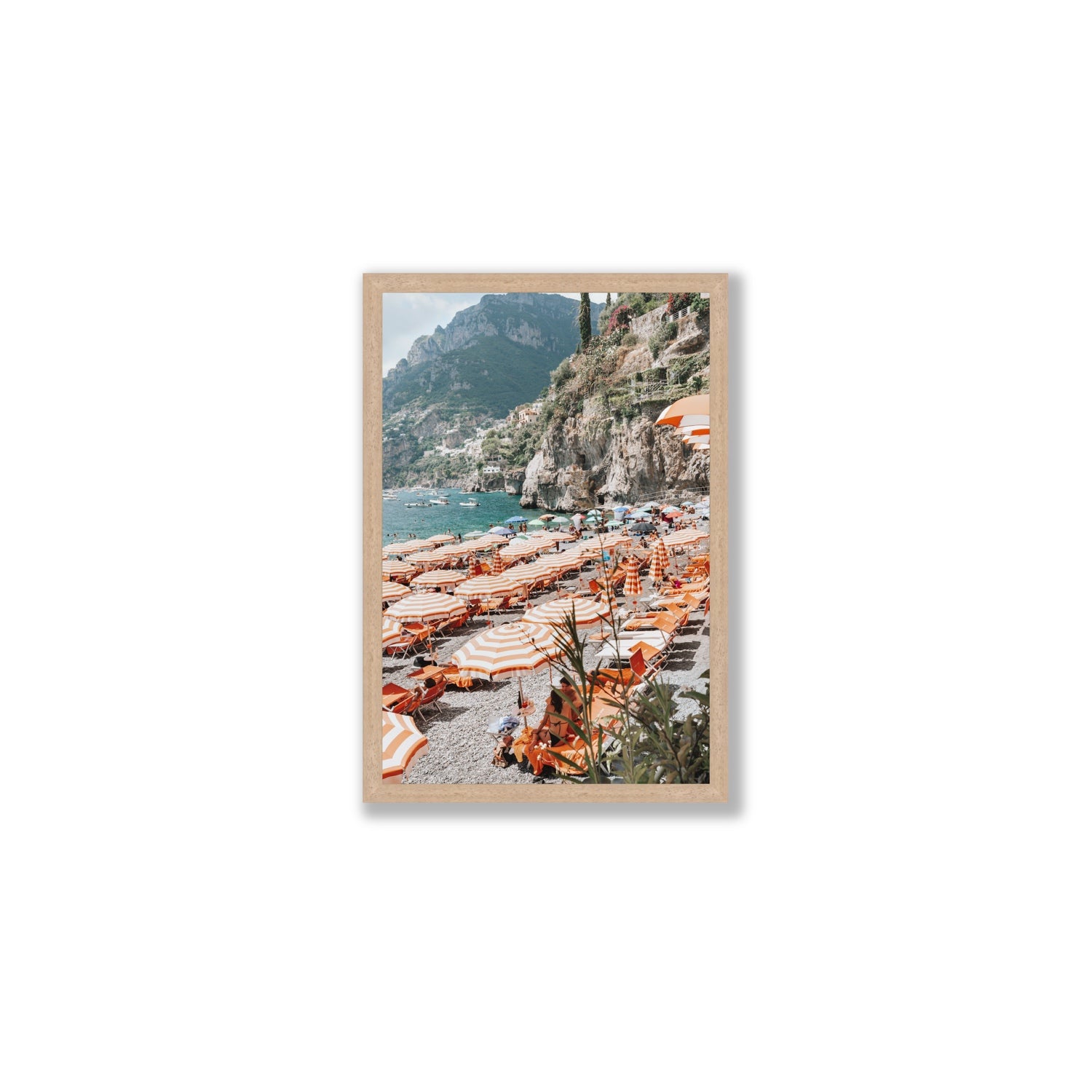 Bagni d'Arienzo Positano decor wall art Medium full-bleed fine art print in natural oak frame