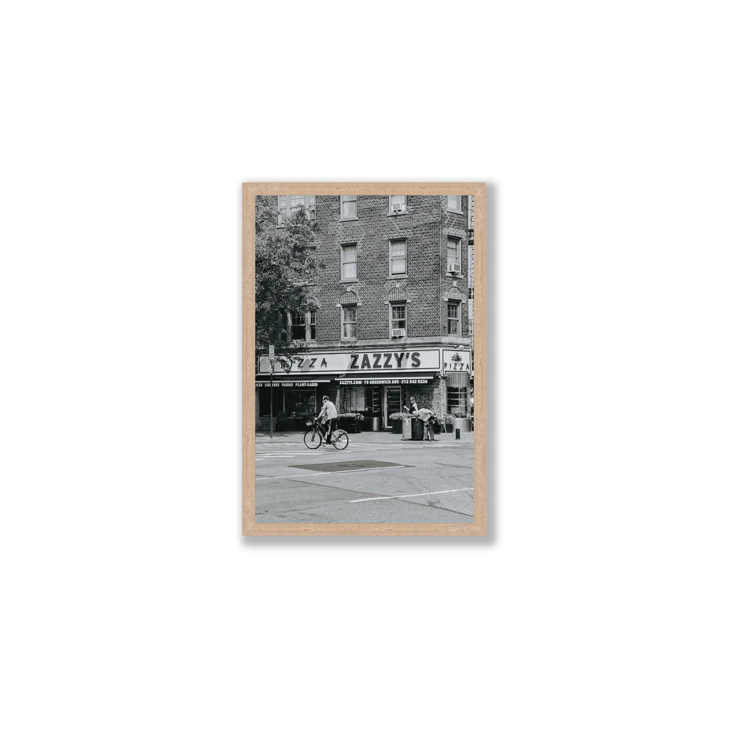 Zazzy's New York NYC Black & White wall art Medium full-bleed fine art print in natural oak frame