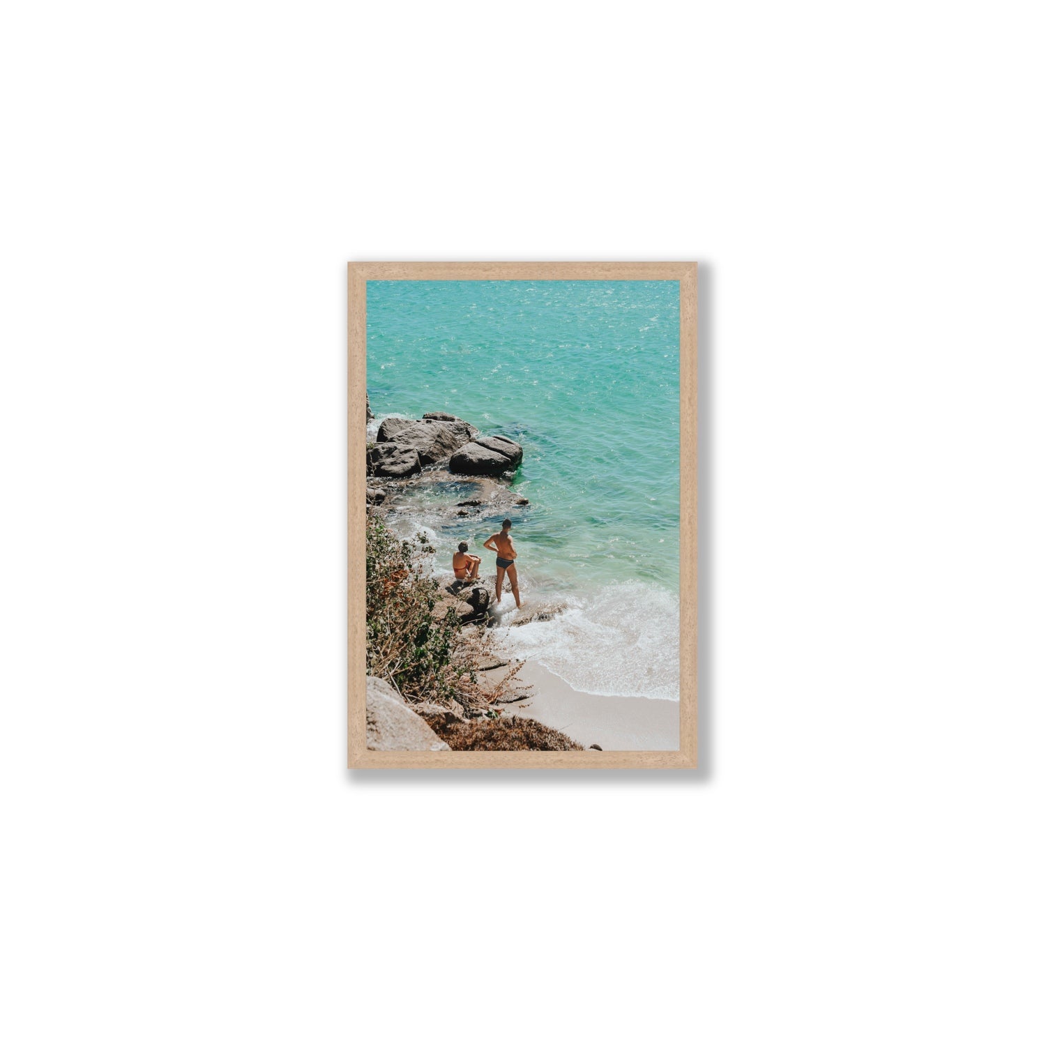 Scene Stealers Mykonos Greek island wall art Medium full-bleed fine art print in natural oak frame