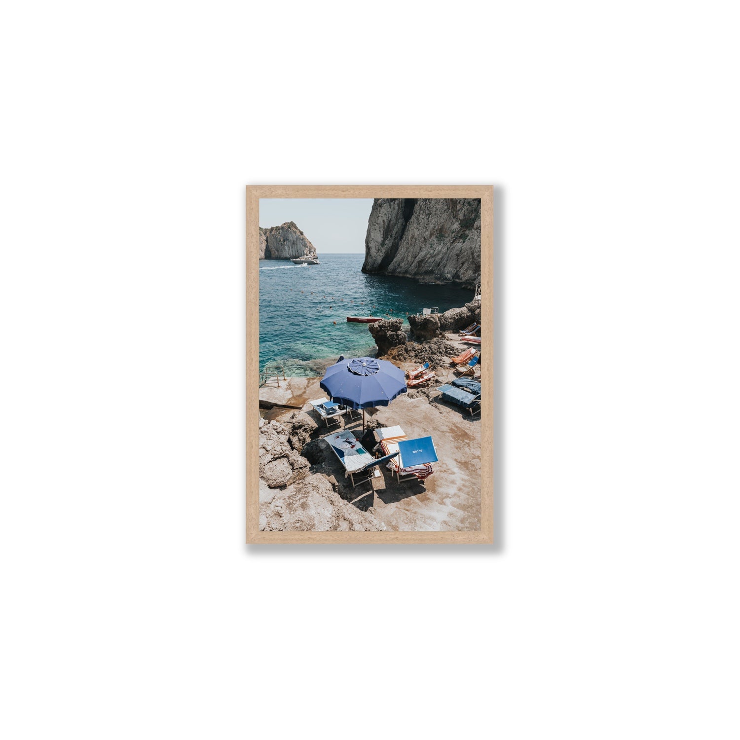 Lonely Loungers fine art print, Capri, Italy, Medium, Natural Oak Frame · Full Bleed, Fine Art Print