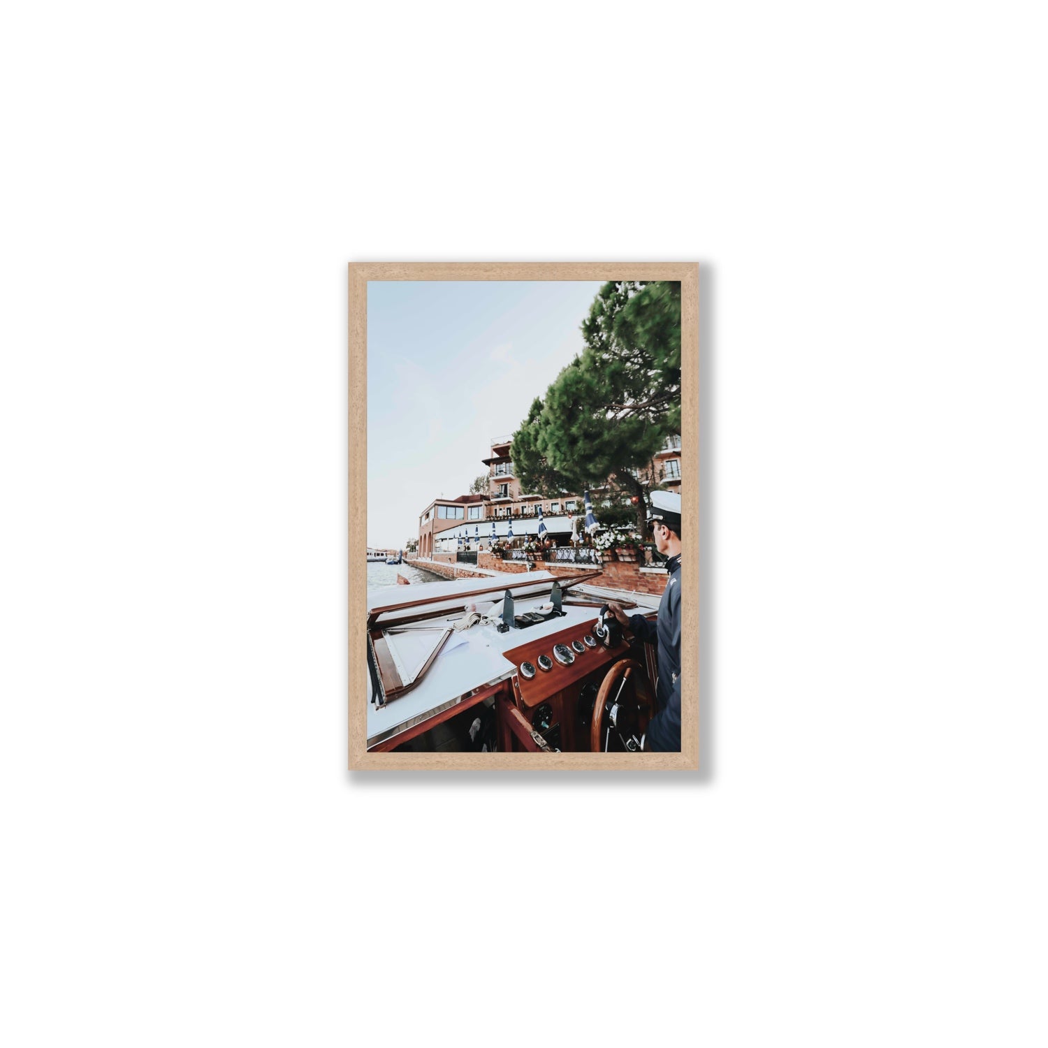 The Driver Venice Canal Italian wall art Medium full-bleed fine art print in natural oak frame