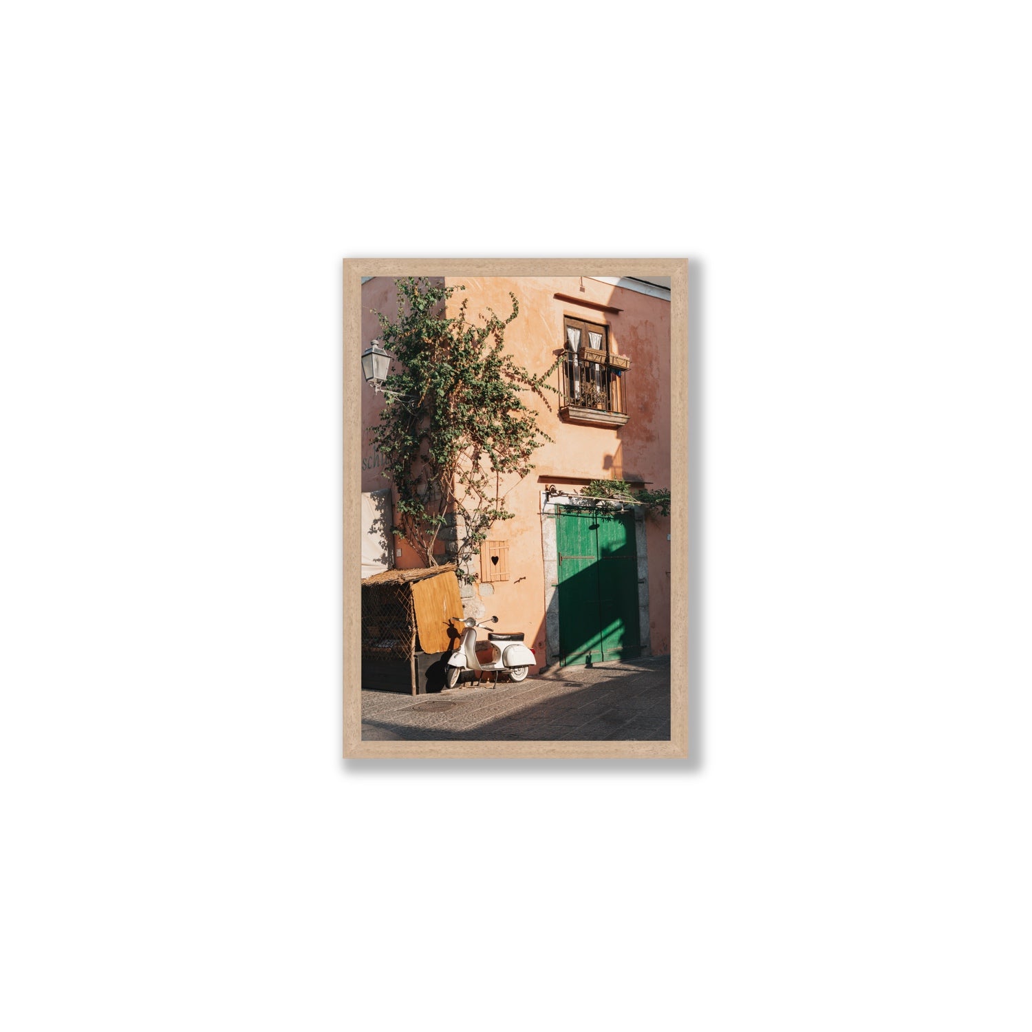 La Casa Ischia Italian Mediterranean decor wall art Medium full-bleed fine art print in natural oak frame