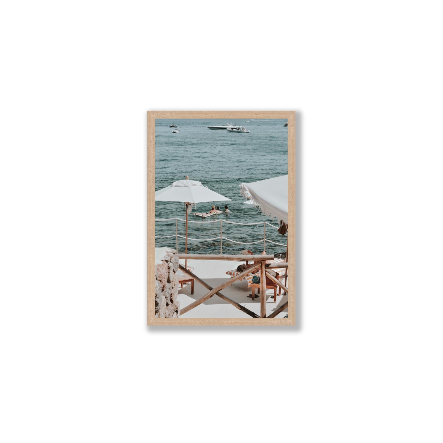 Hideaway Tuscany coastal Mediterranean wall art Medium full-bleed fine art print in natural oak frame
