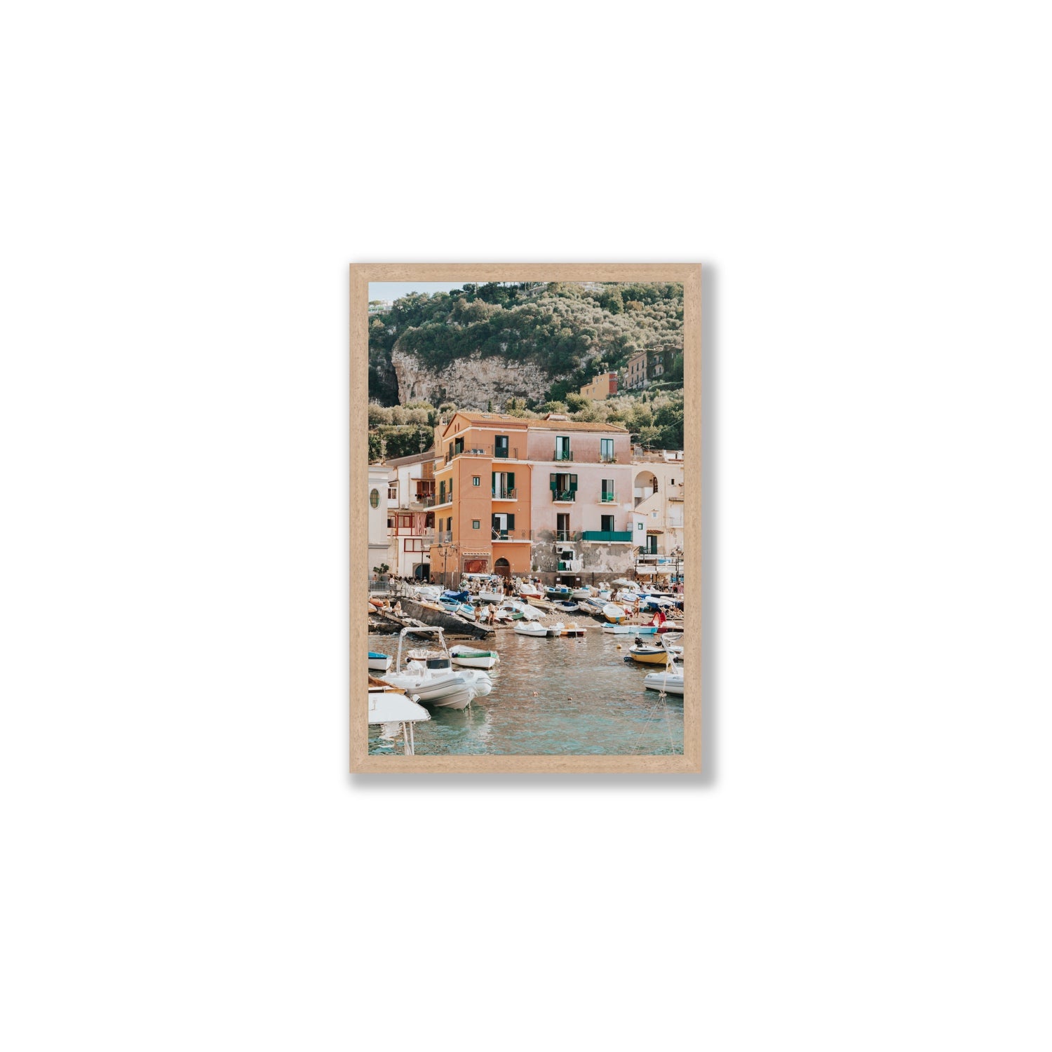 Boatyard Bliss fine art print, Sorrento, Italy, Medium, Natural Oak Frame · Full Bleed, Fine Art Print