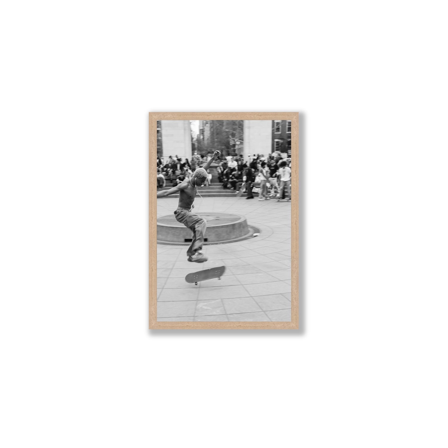 Airborne Rhythms New York NYC Black & White wall art Medium full-bleed fine art print in natural oak frame