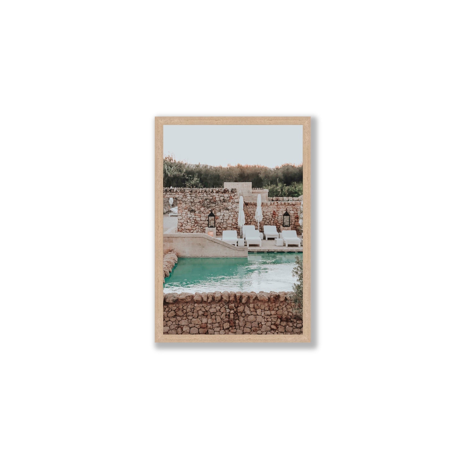 Stone Refuge fine art print, Puglia, Italy, Medium, Natural Oak Frame · Full Bleed, Fine Art Print
