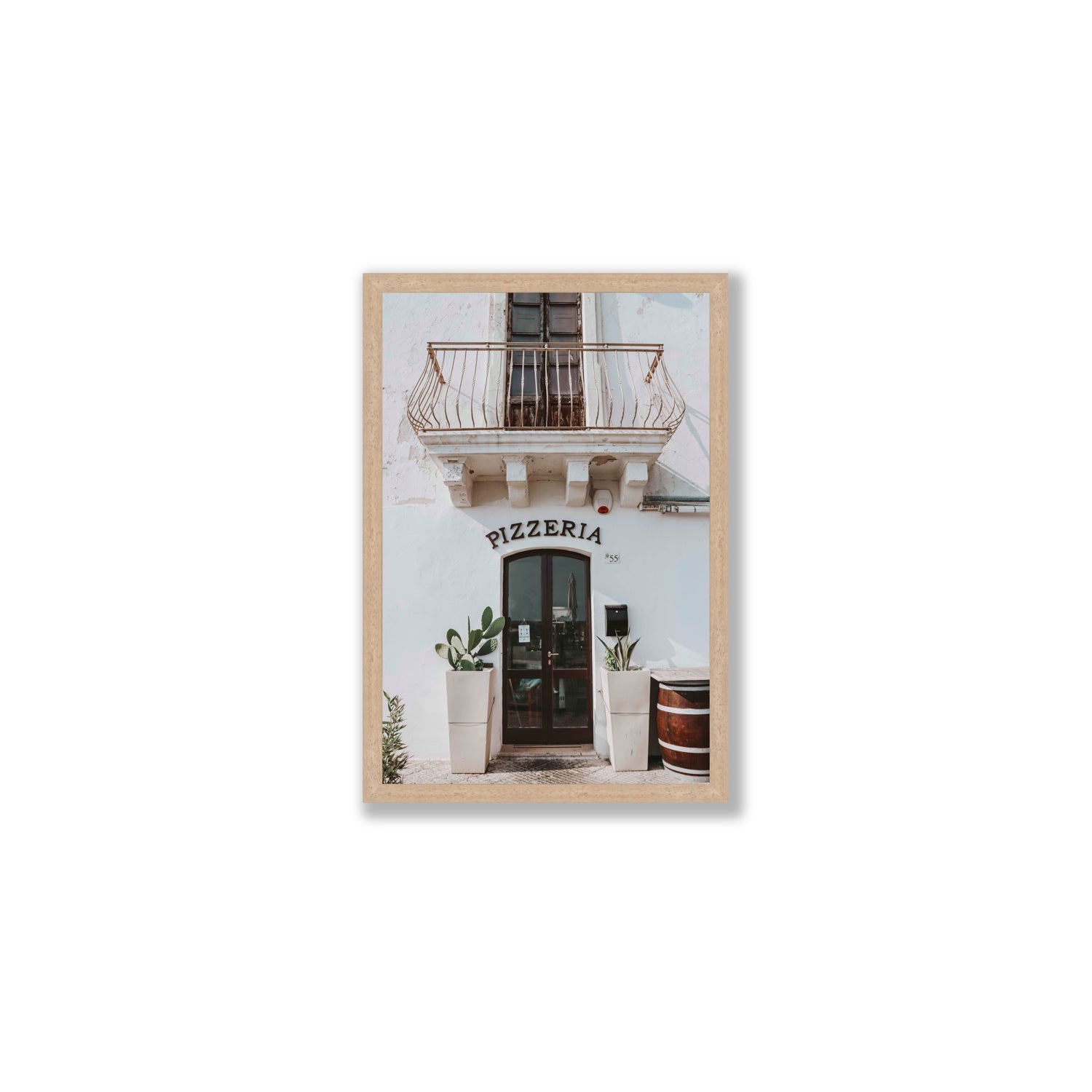 Pizzeria Puglia Italian wall art Medium full-bleed fine art print in natural oak frame