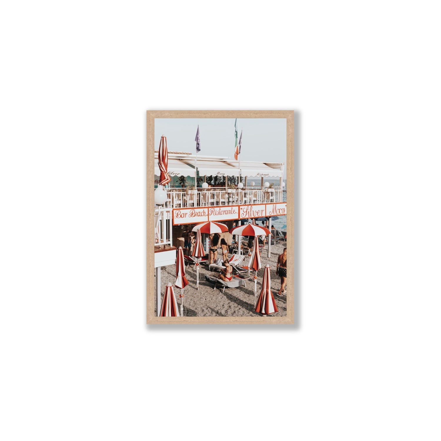 Vintage Amalfi Amalfi Mediterranean wall art Medium full-bleed fine art print in natural oak frame