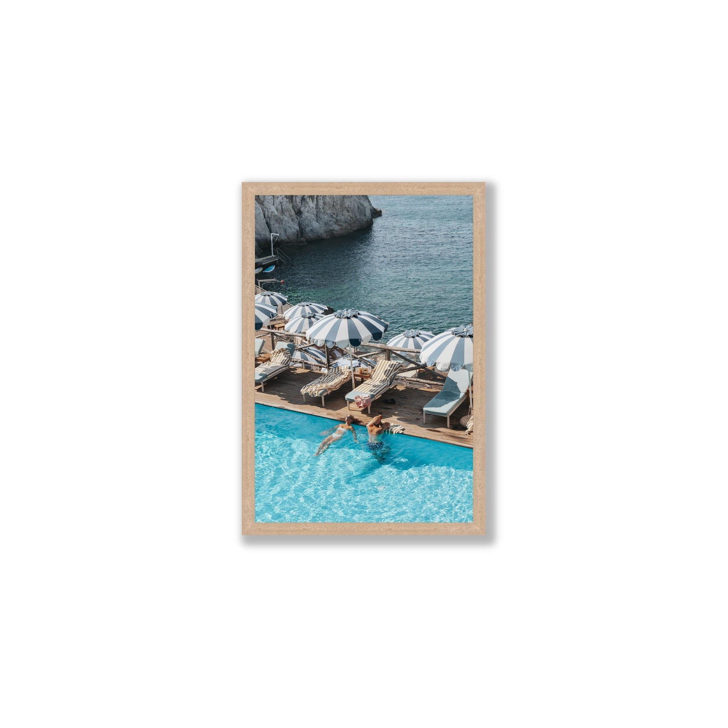 I'm Busy Ischia Italian coastal Mediterranean wall art Medium full-bleed fine art print in natural oak frame