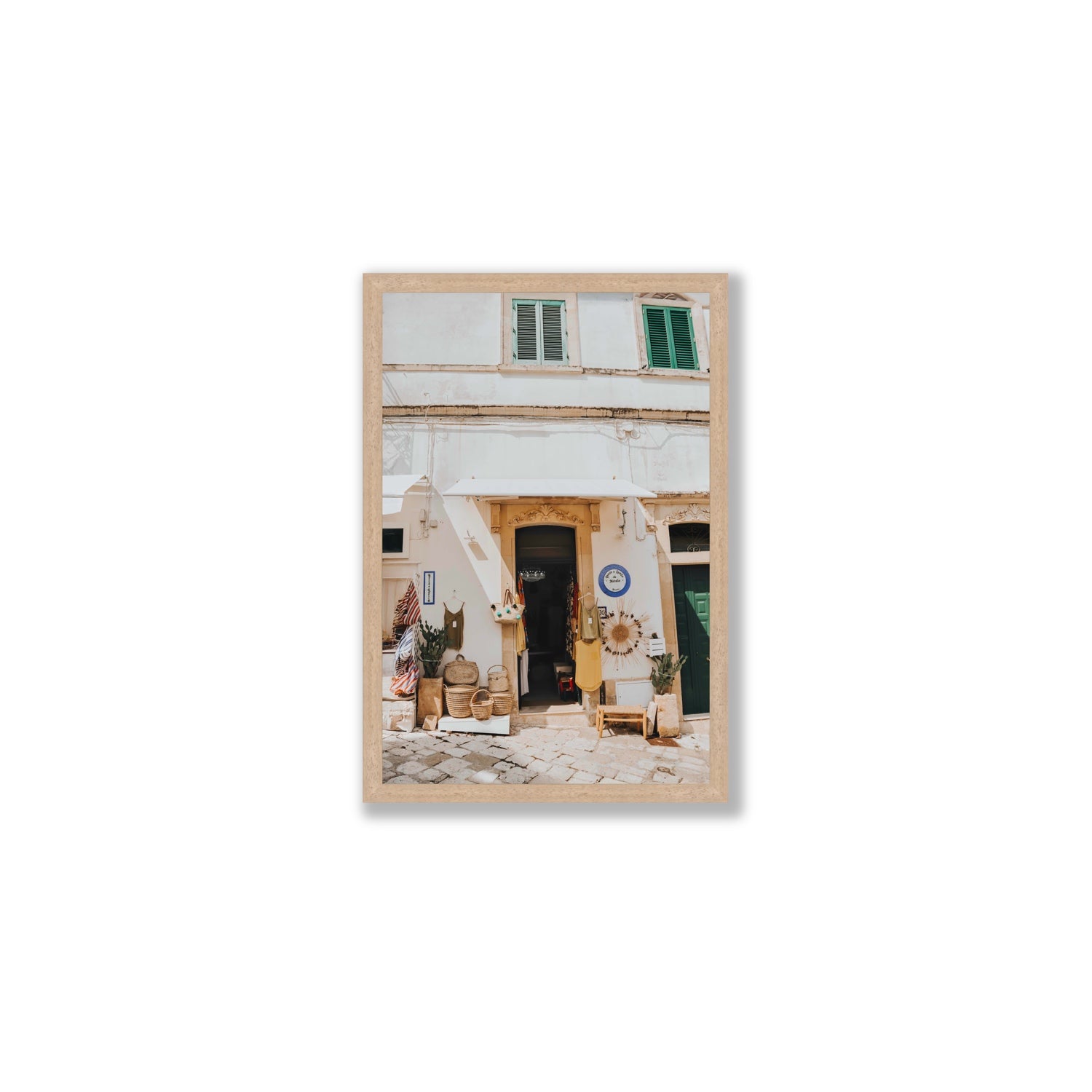 Artisan Ambience Puglia Italian wall art Medium full-bleed fine art print in natural oak frame