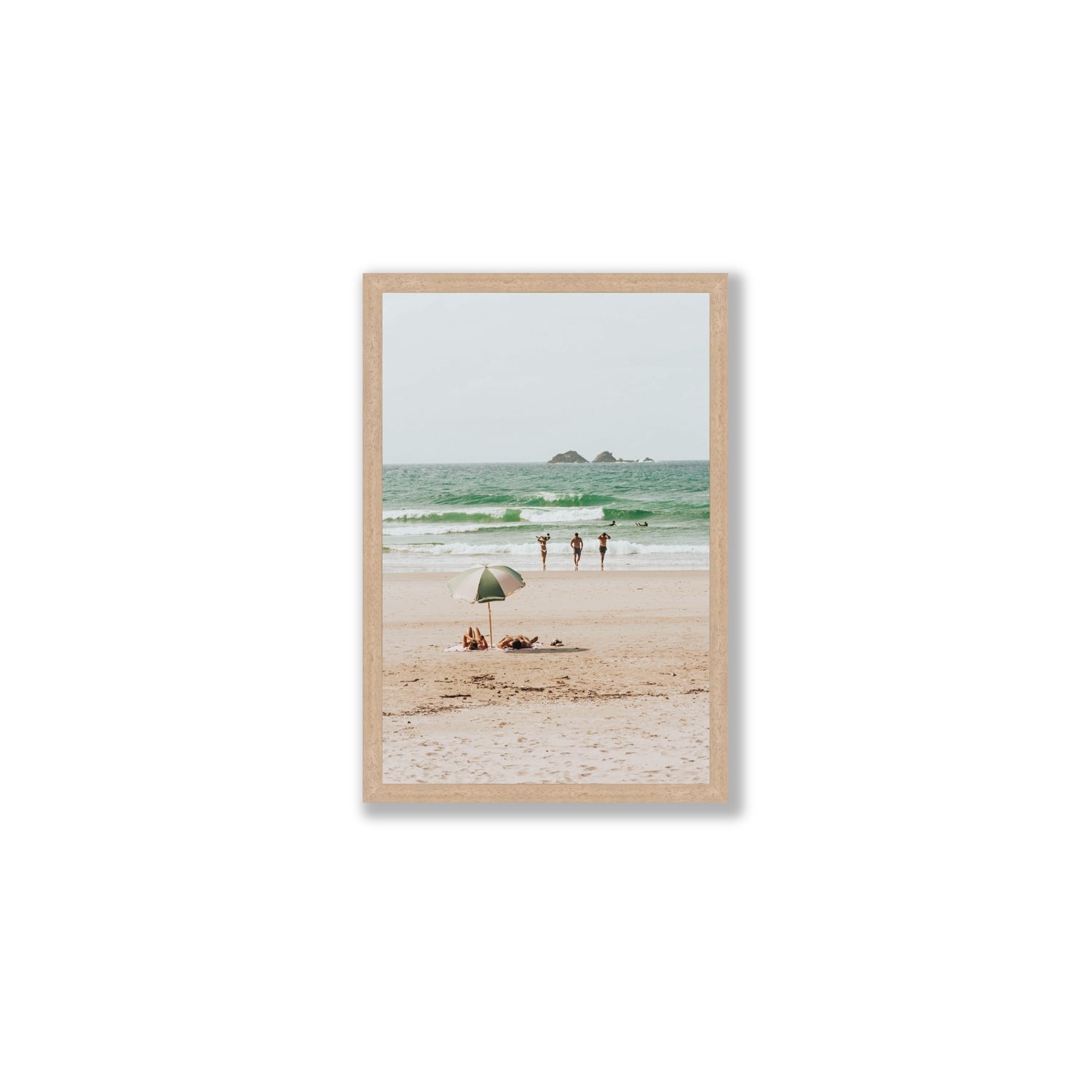 Escape The Ordinary Byron Bay coastal decor wall art Medium full-bleed fine art print in natural oak frame