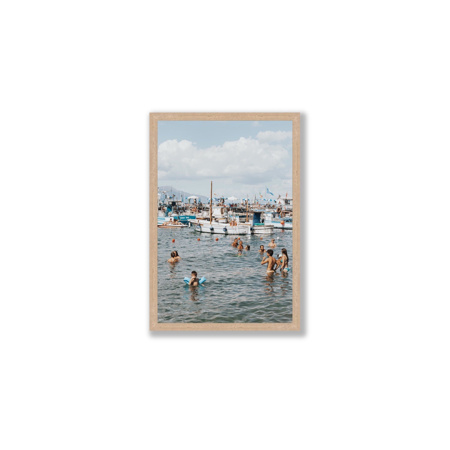 Vacanze Italiane Sorrento Italian coastal wall art Medium full-bleed fine art print in natural oak frame