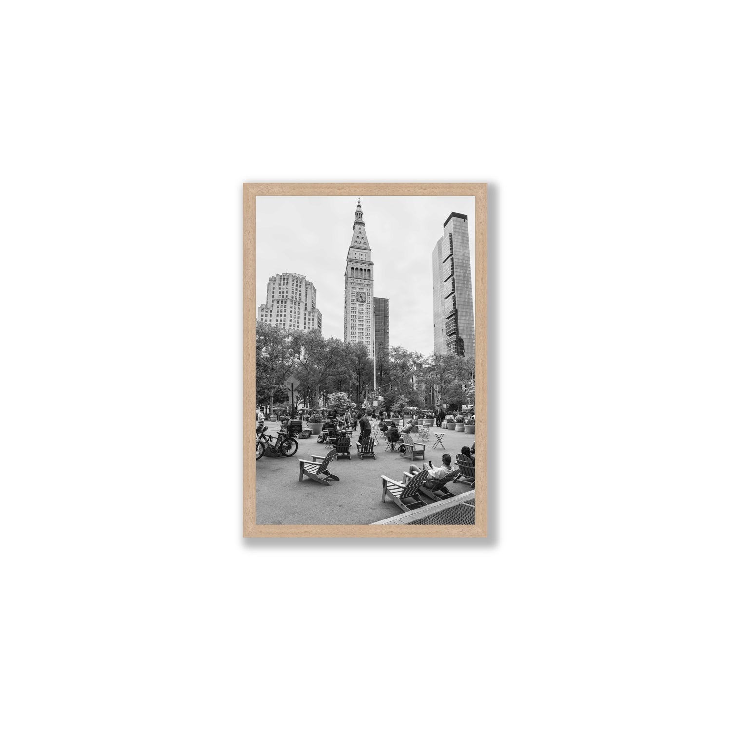 Timeless New York New York NYC Black & White wall art Medium full-bleed fine art print in natural oak frame