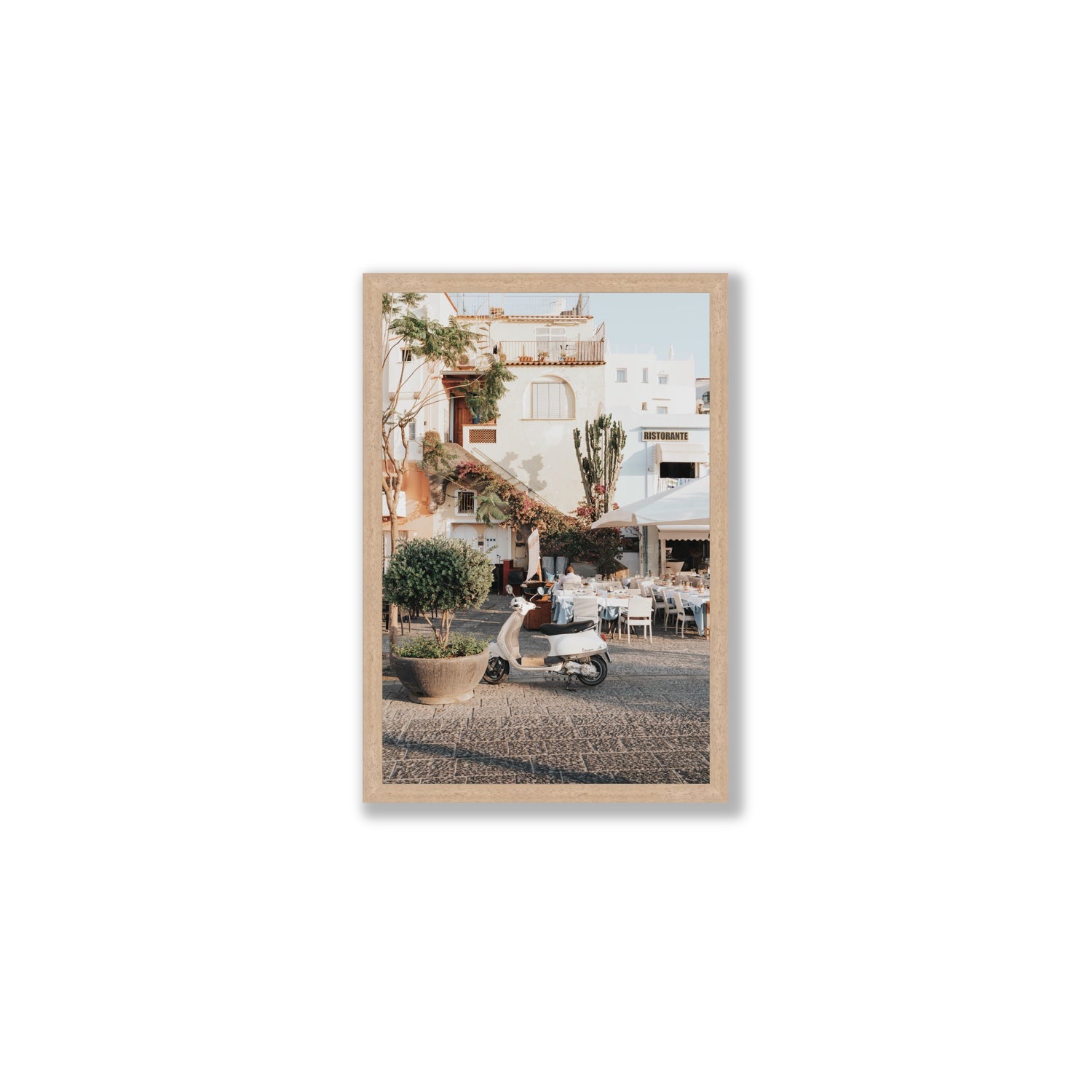 Ristorante Ischia Italian Mediterranean decor wall art Medium full-bleed fine art print in natural oak frame