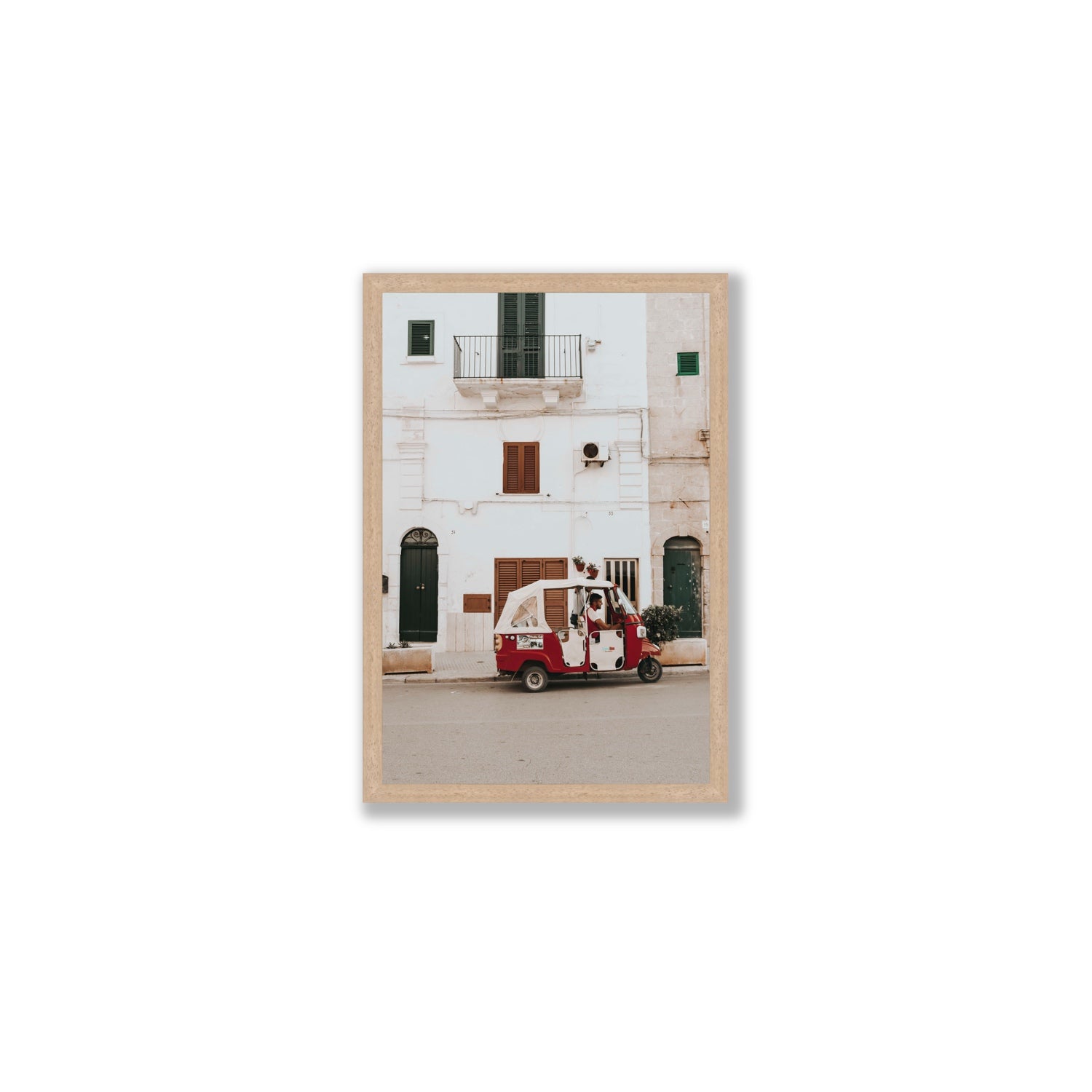Groovy Piaggio Puglia Italian wall art Medium full-bleed fine art print in natural oak frame