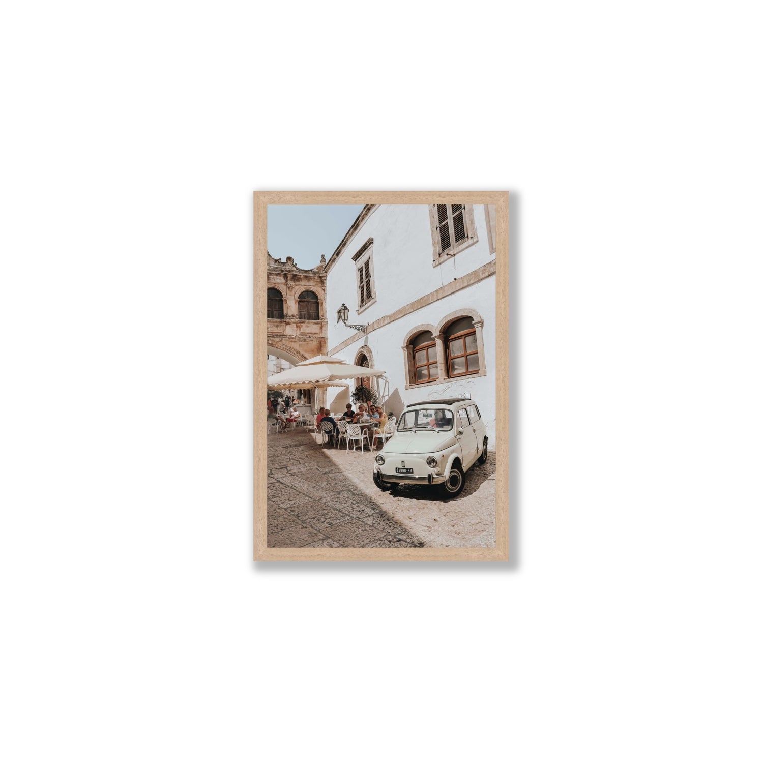 Piazza di Ostuni Puglia Italian wall art Medium full-bleed fine art print in natural oak frame