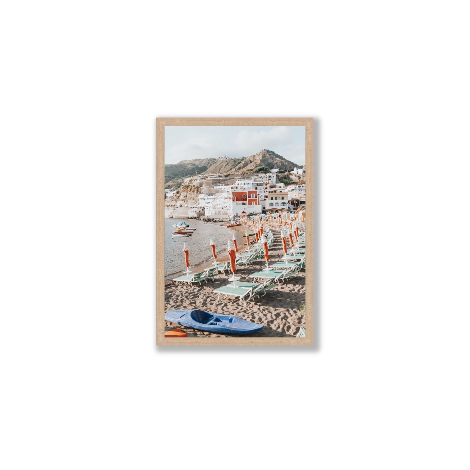 L'Isola del Paradiso Ischia Mediterranean wall art Medium full-bleed fine art print in natural oak frame