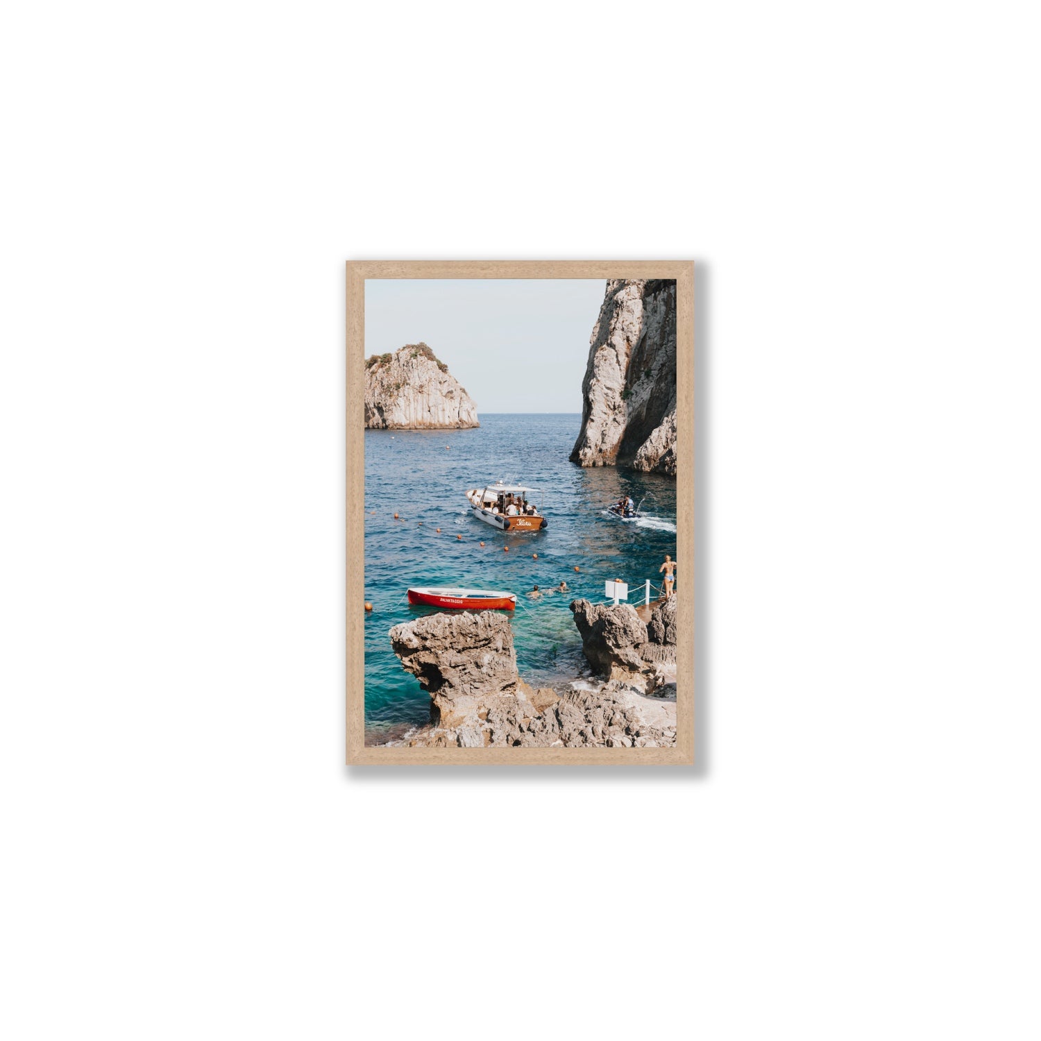 Set Sail fine art print, Capri, Italy, Medium, Natural Oak Frame · Full Bleed, Fine Art Print