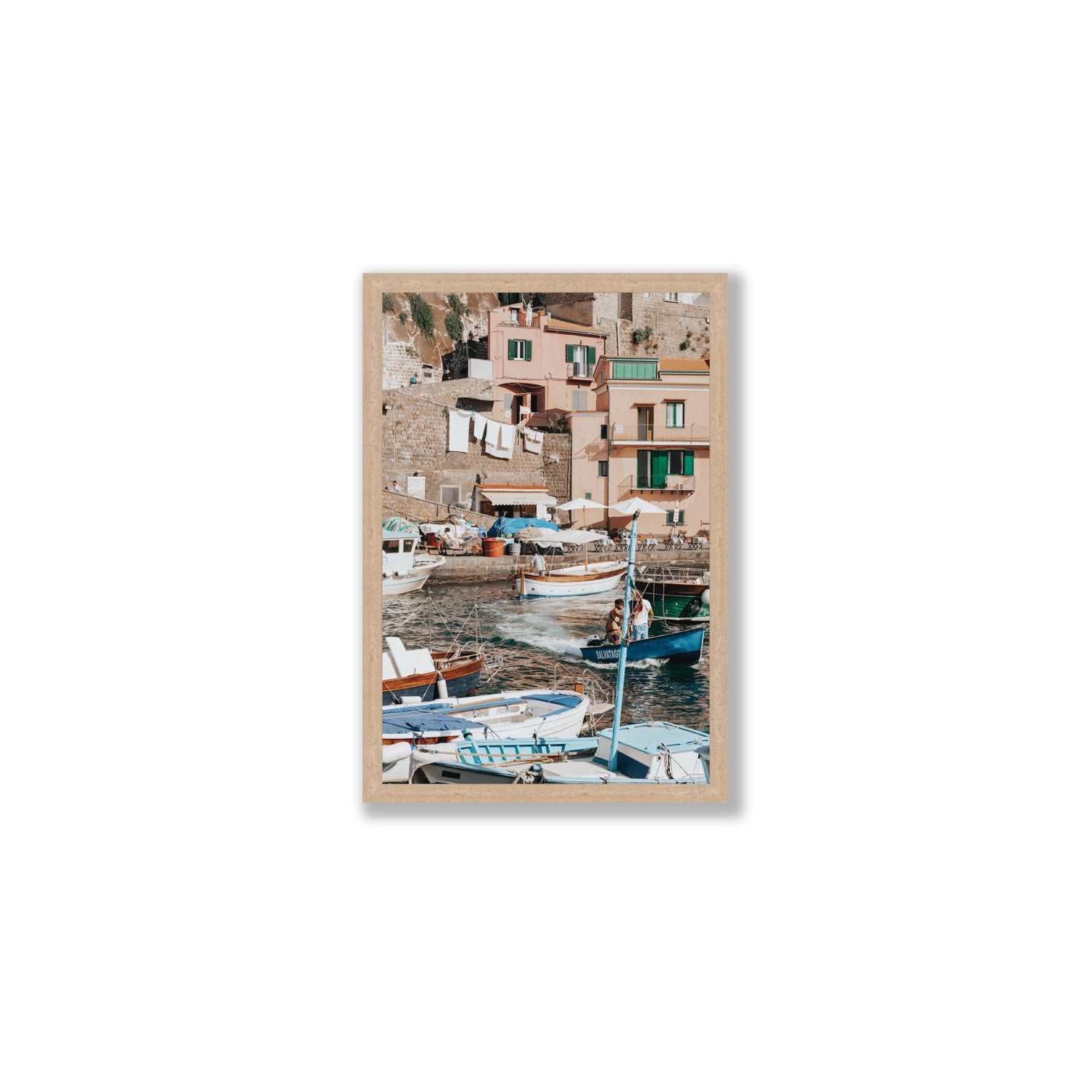 Coastal Carousel fine art print, Sorrento, Italy, Medium, Natural Oak Frame · Full Bleed, Fine Art Print