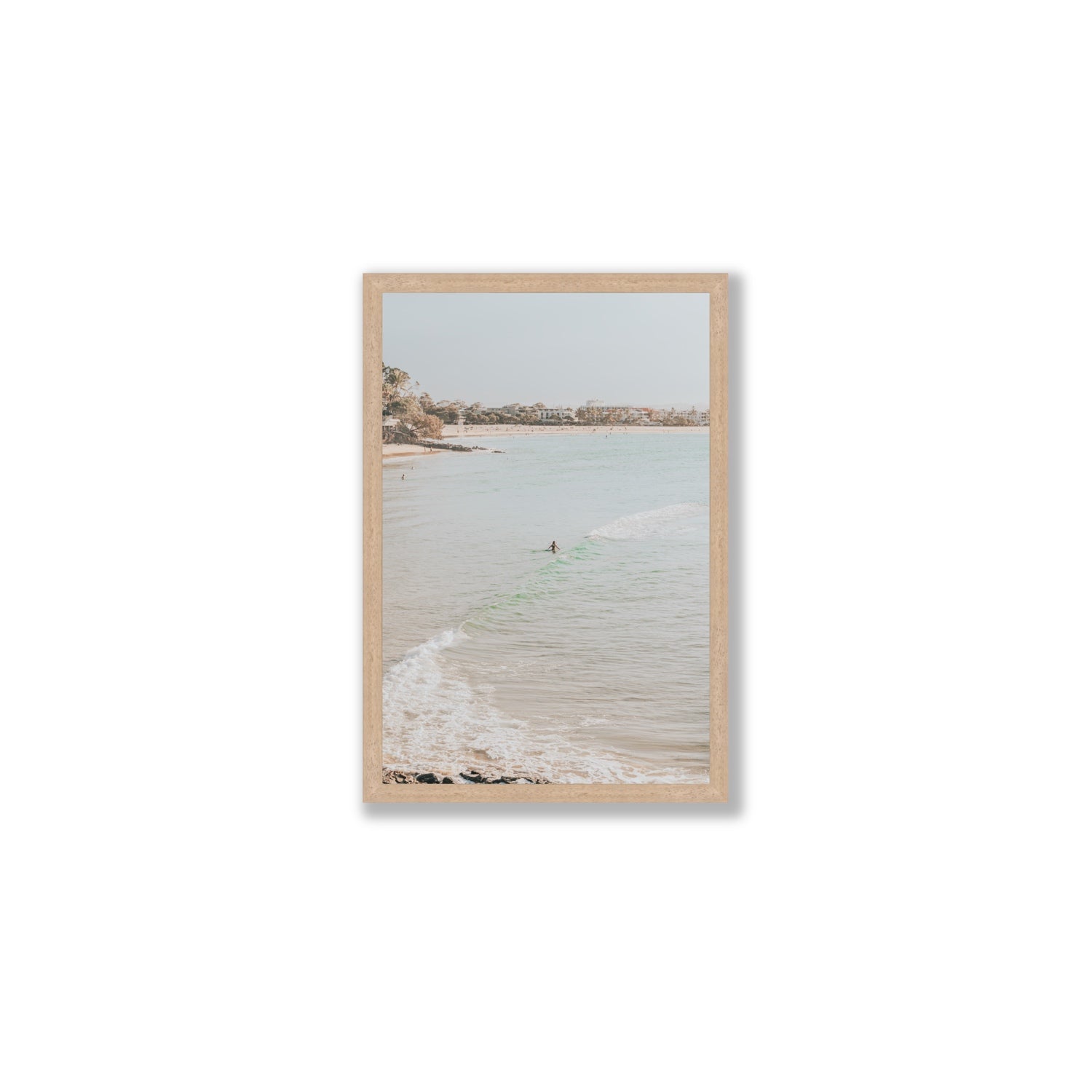 Salt Reverie fine art print, Noosa, Australia, coastal scenes artwork, Medium, Natural Oak Frame · Full Bleed, Fine Art Print