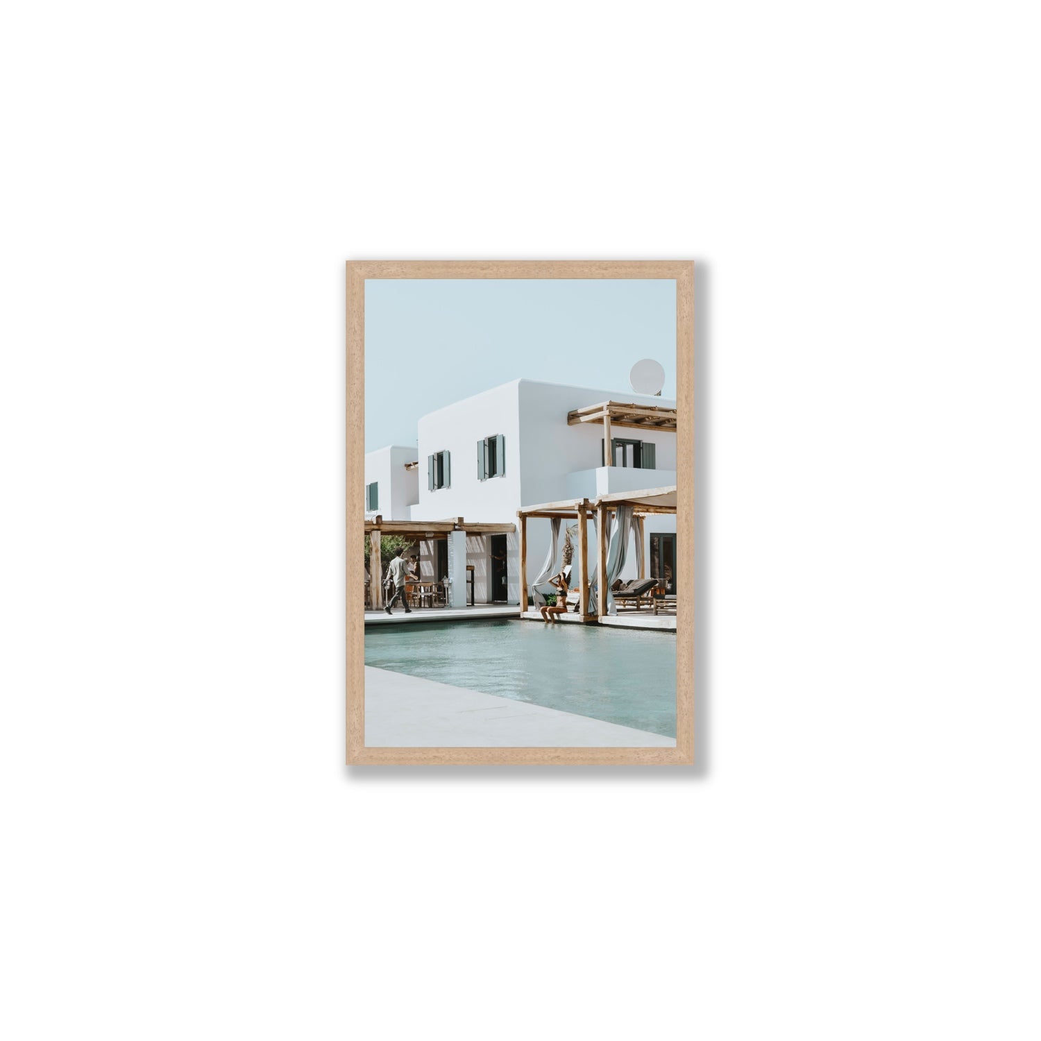Aphrodite Mykonos Greek island wall art Medium full-bleed fine art print in natural oak frame